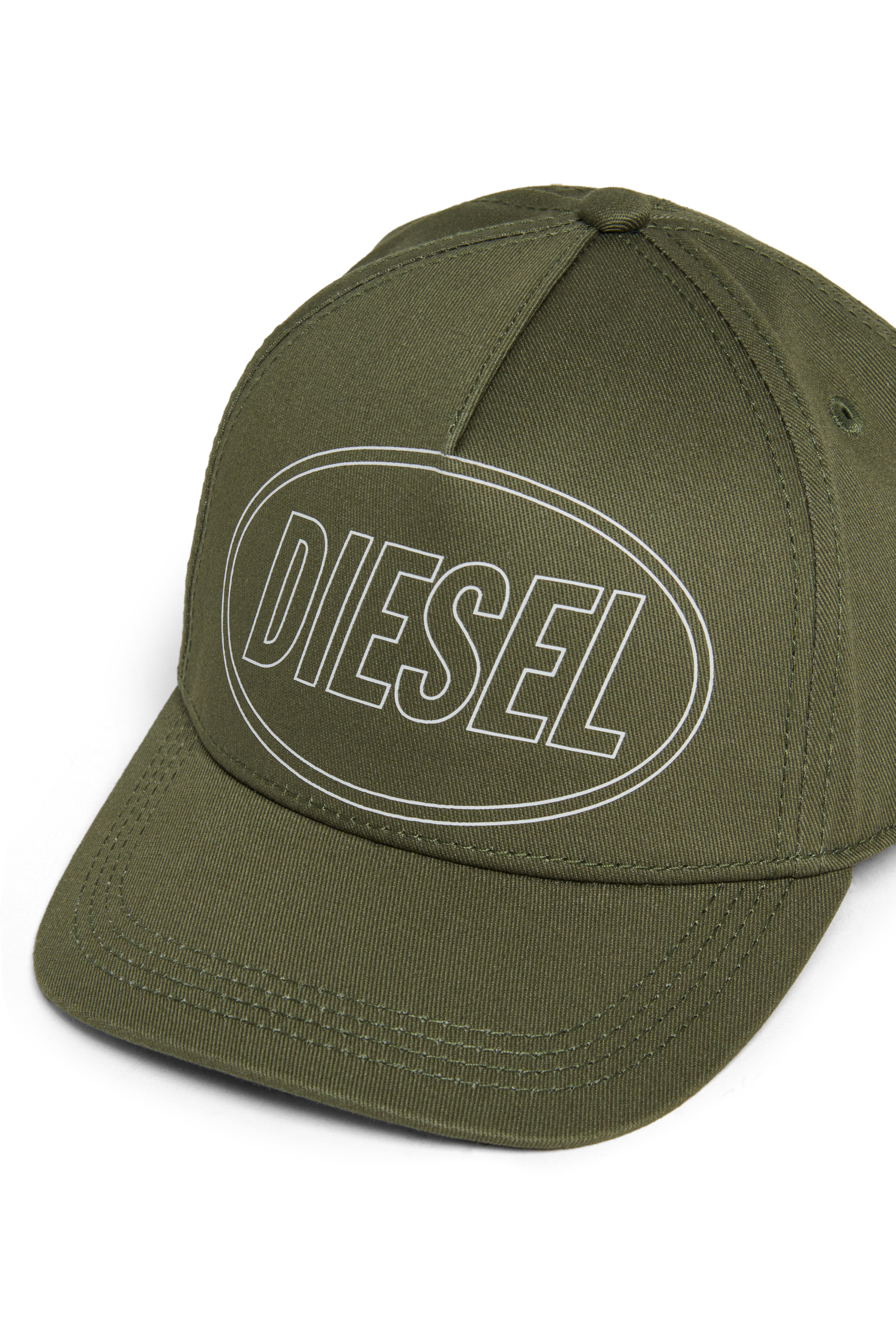 Diesel - FEPSIT, Casquette de baseball en coton uni Homme in Vert - 3