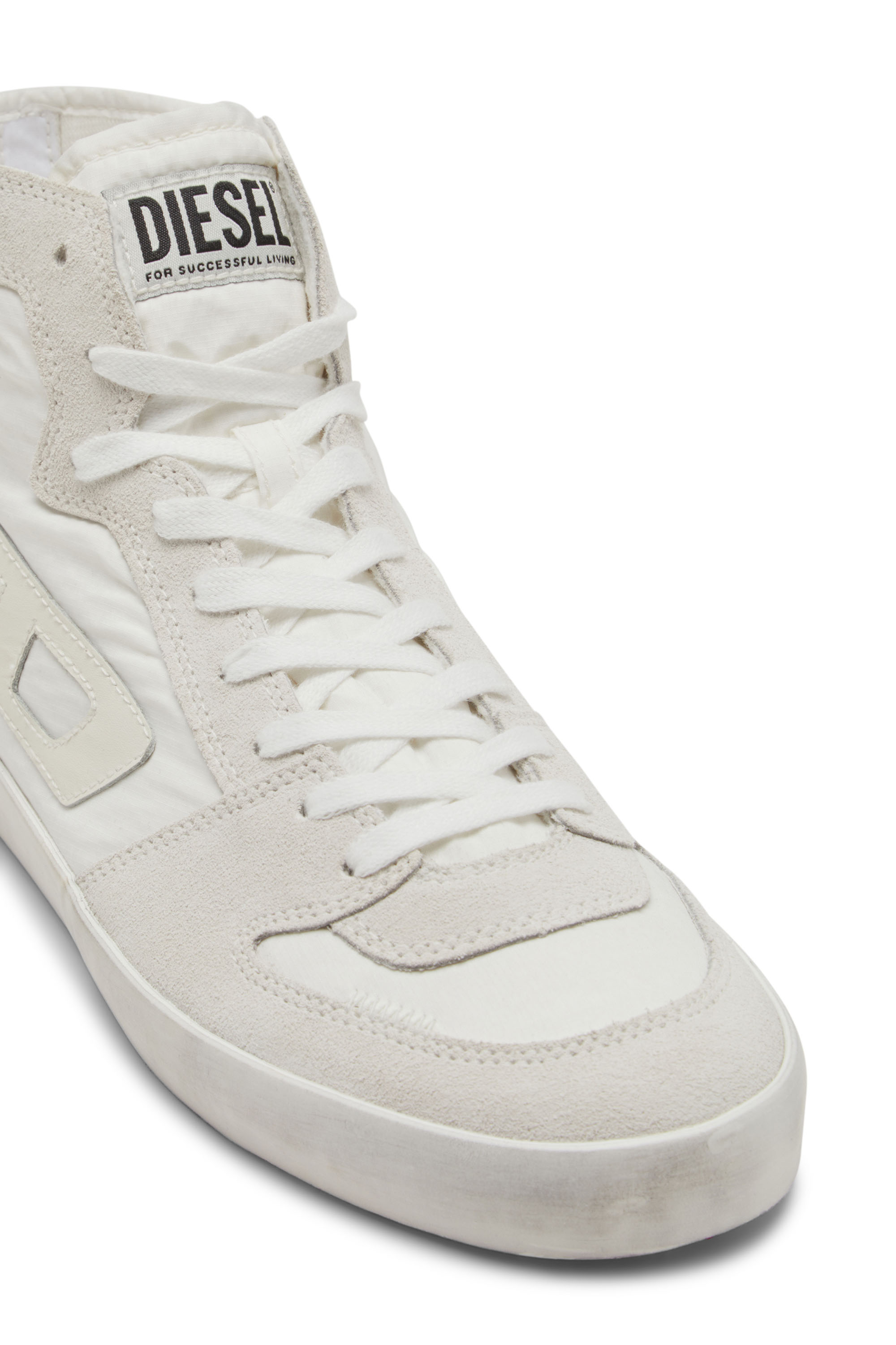 Diesel - S-LEROJI D-1 MID, S-Leroji D-Sneakers montantes matelassé en ripstop et cuir suédé Homme in Blanc - 4