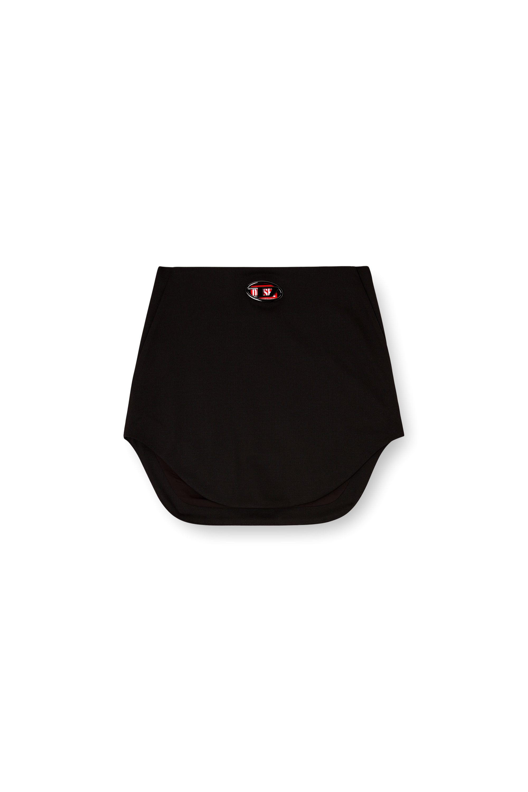 Diesel - O-LIVERY, Jupe courte en m&eacute;lange de laine avec plaque Oval D Femme in Noir - 2