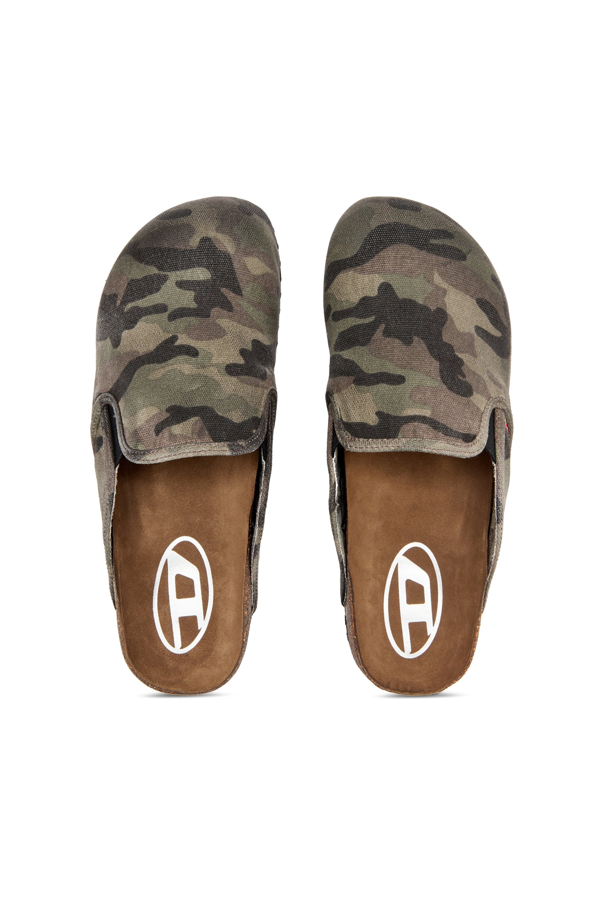 Diesel - D-WOODSTOCK SLIP-ON, Mules en toile avec imprimé camouflage Homme in Vert - 5