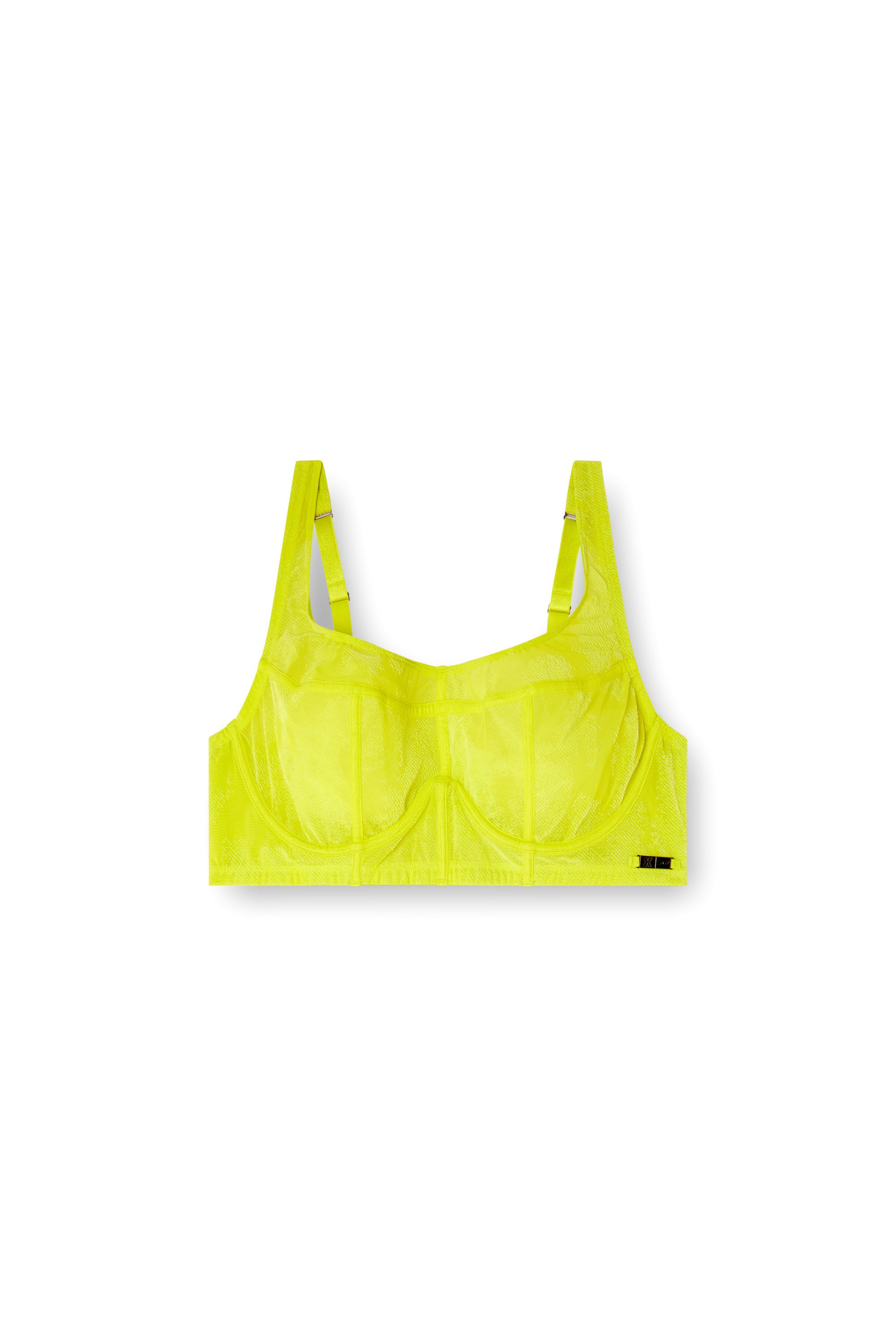 Diesel - C-LONGLINE-BRA, Soutien-gorge bustier en résille floquée Femme in Vert - 4