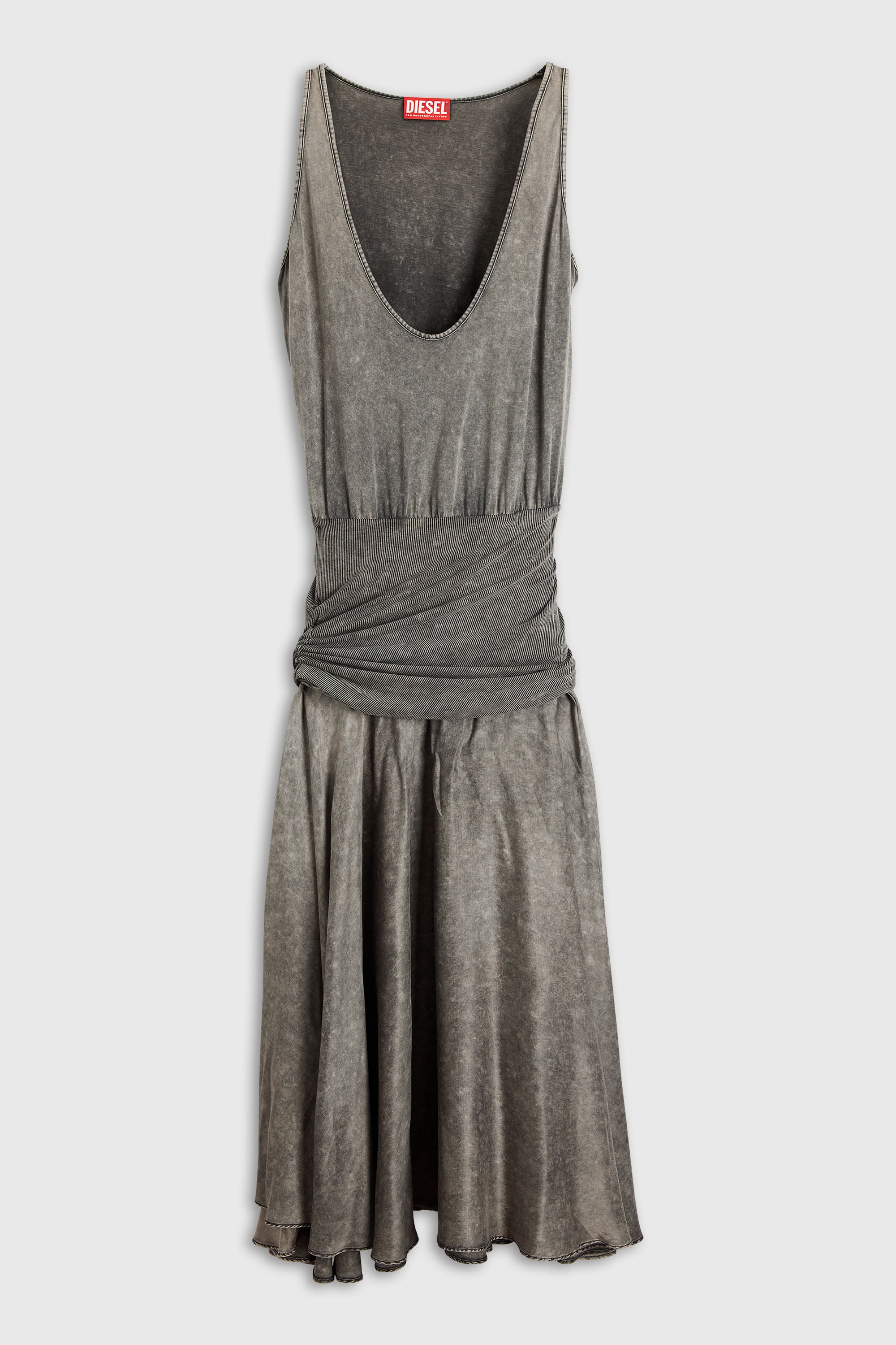 Diesel - D-SYA, Robe midi avec section de taille torsad&eacute;e Femme in Gris - 1