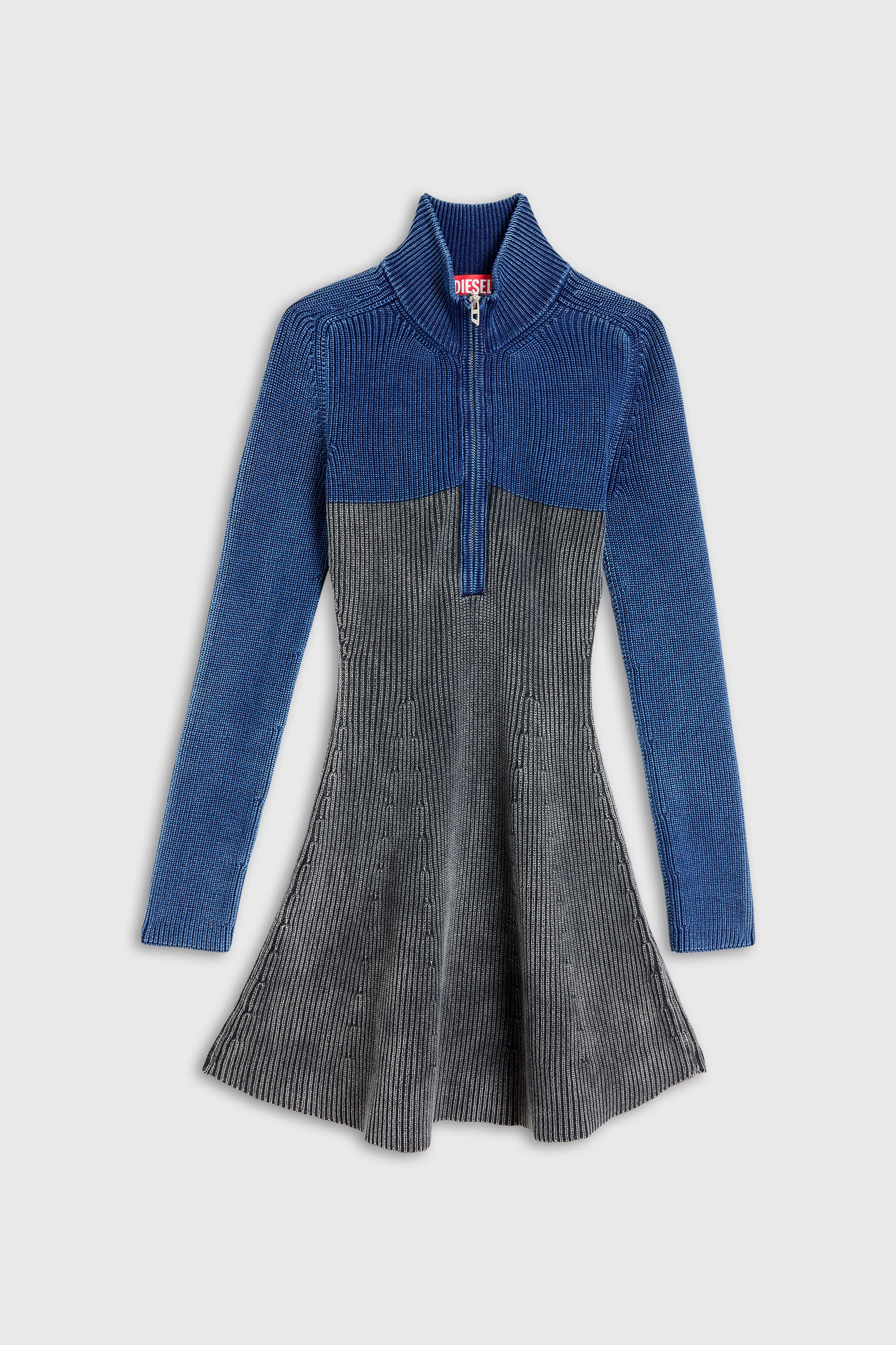 Diesel - M-HERMOSA, Robe mini en maille &agrave; effet denim bicolore Femme in Polychrome - 1