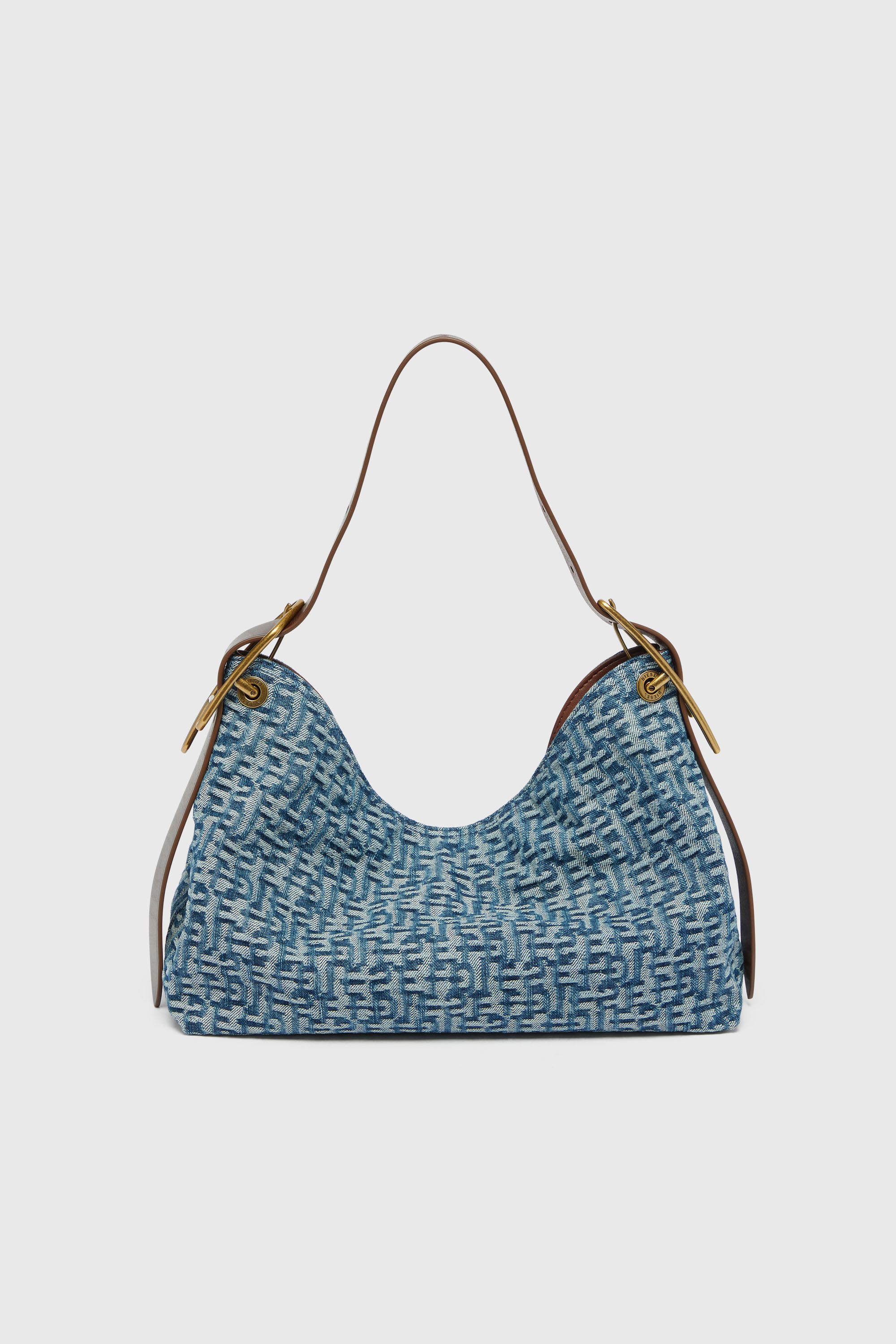 Diesel - D-LINE HOBO S, D-Line Sac port&eacute; &eacute;paule en denim monogramm&eacute; Femme in Bleu - 3