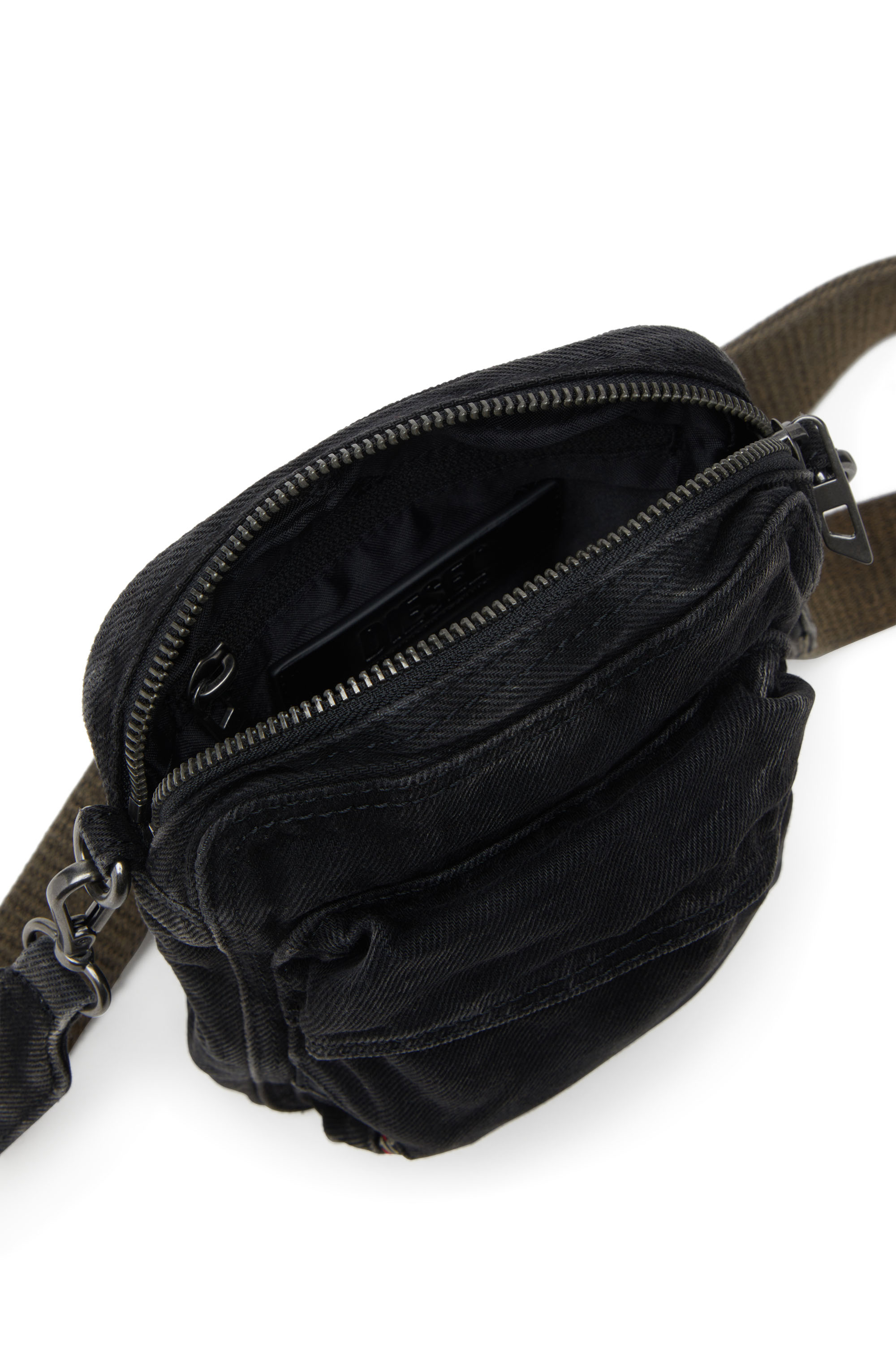 Diesel - MULTI-PKTS CROSSBODY X, Multi-Pkts-Sac à bandoulière en denim délavé Homme in Noir - 5