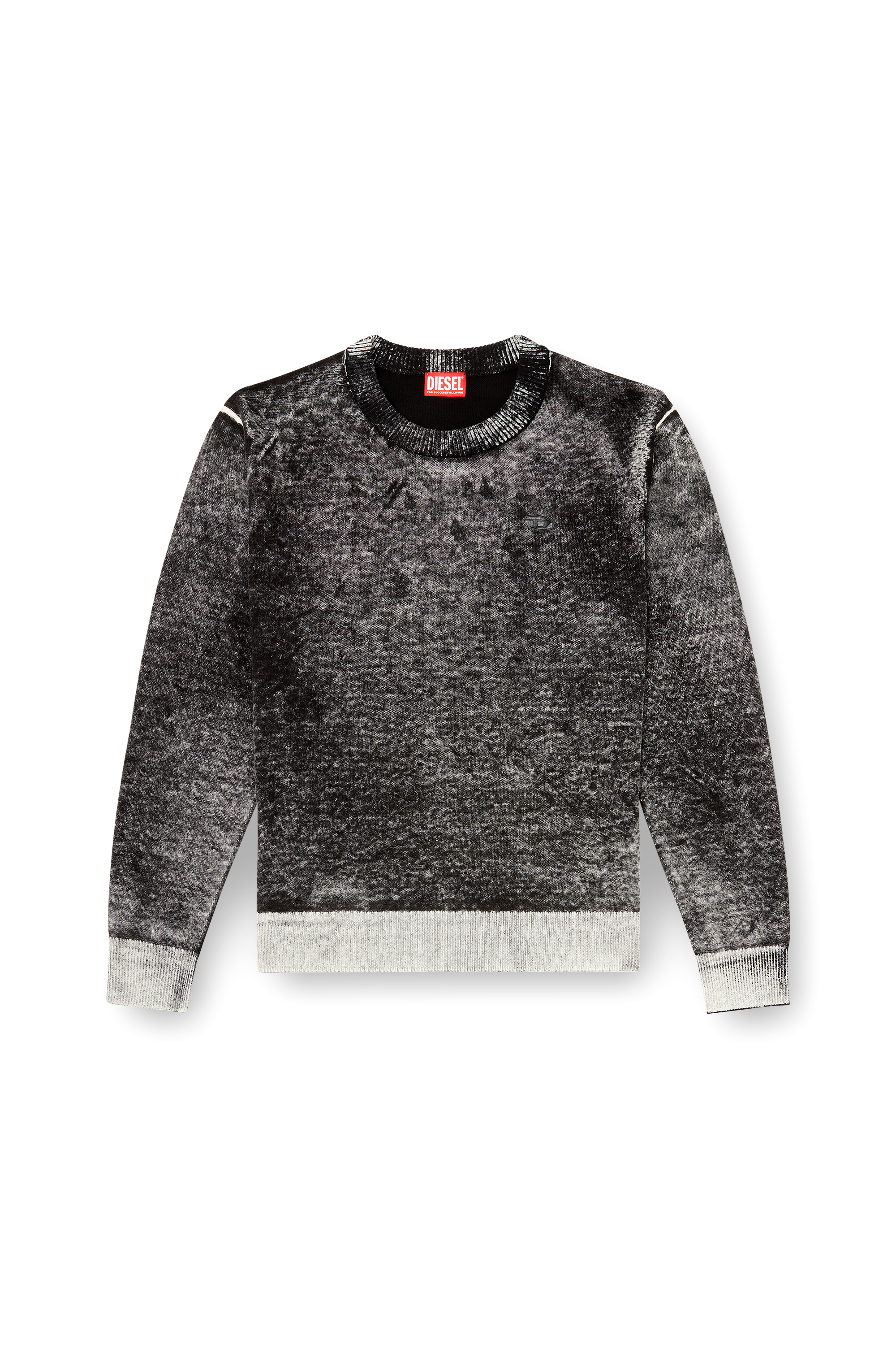 Diesel - K-LAURENT, Pull avec impression invers&eacute;e d&eacute;color&eacute;e Homme in Gris - 2