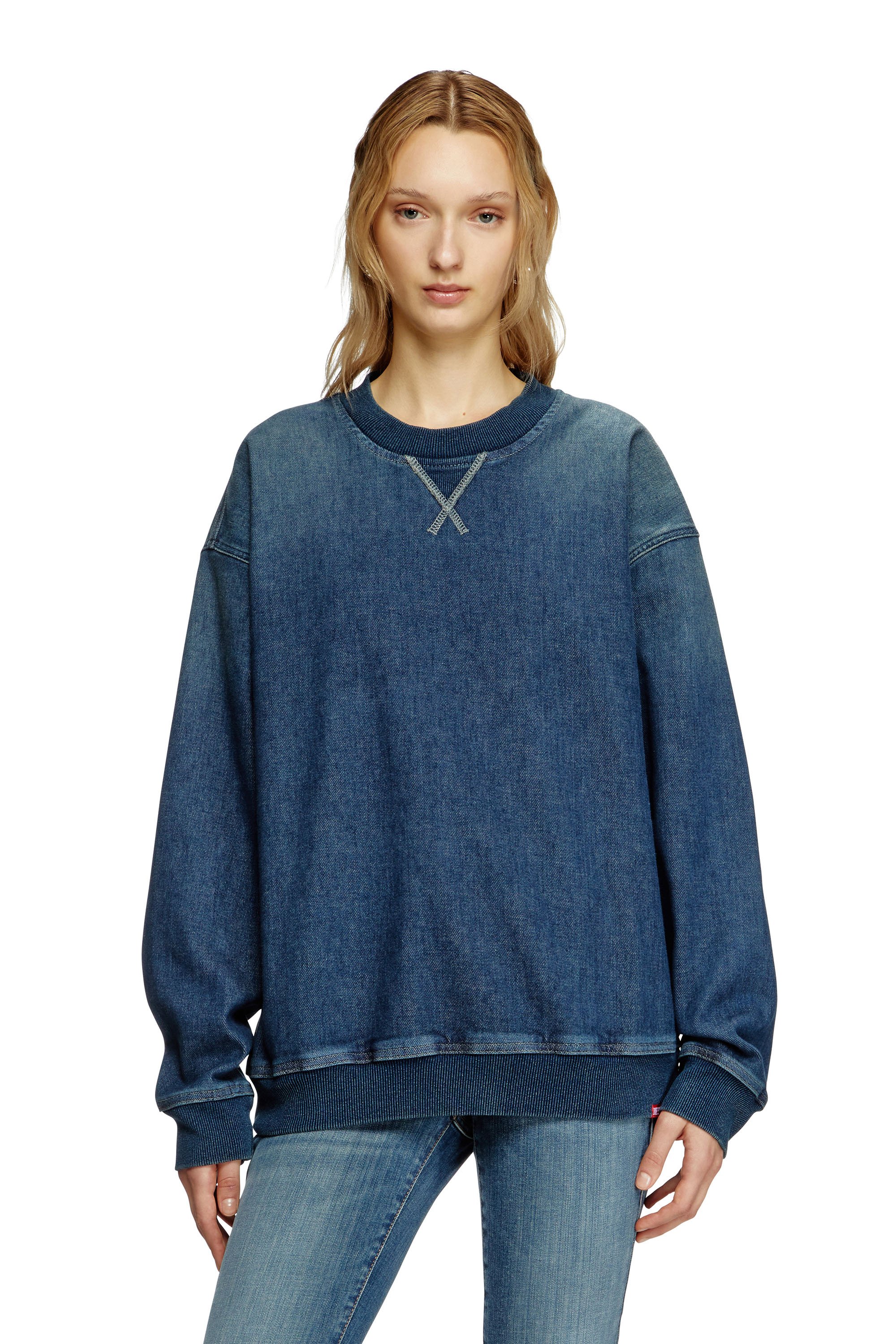 Diesel - D-KRIBY-S TRACK, Sweat-shirt en Track Denim Mixte in Bleu - 1