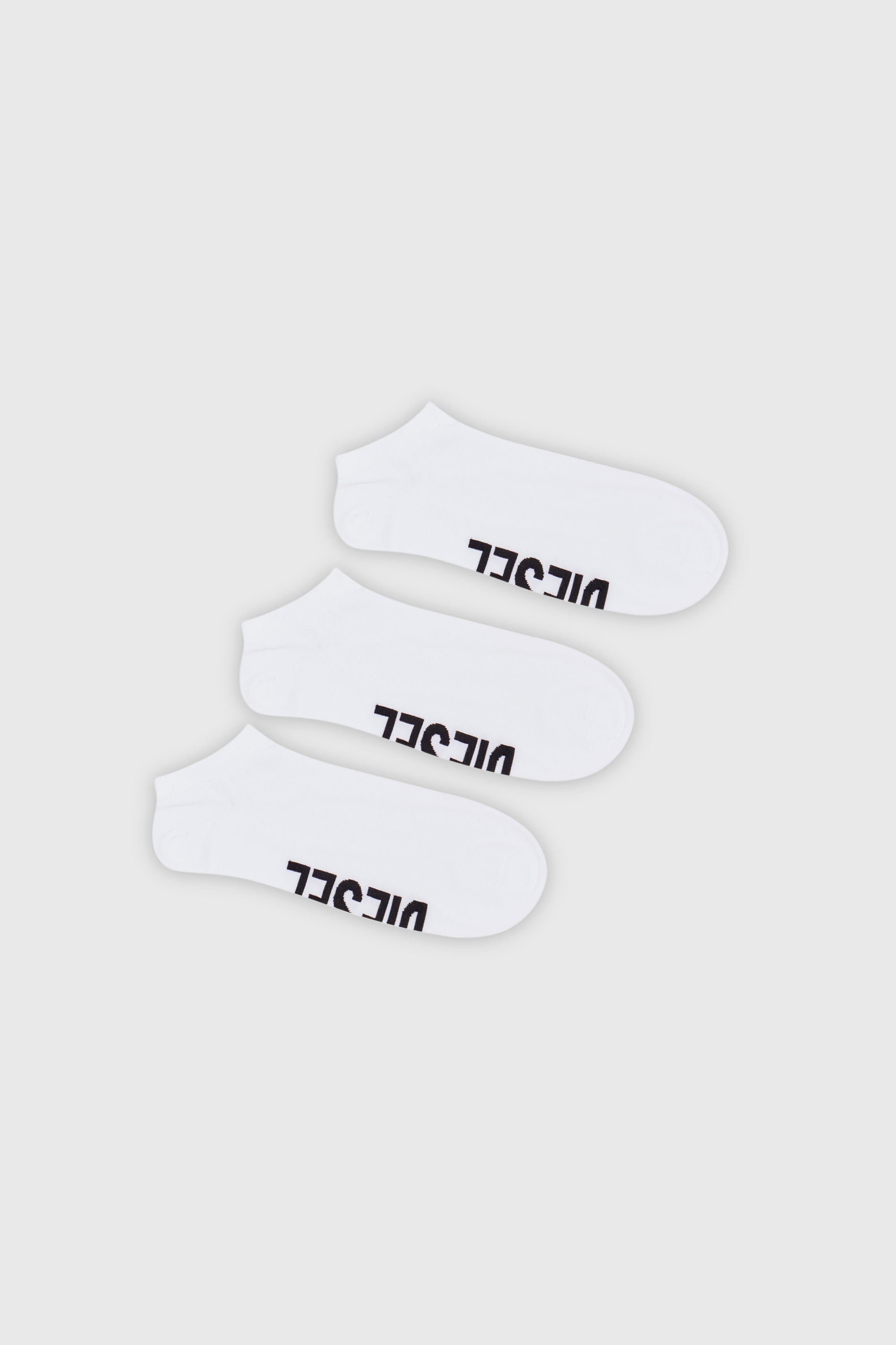 Diesel - SKM-GOST-THREEPACK, Lot de trois paires de chaussettes basses avec logo sur le cou-de-pied Homme in Blanc - 1