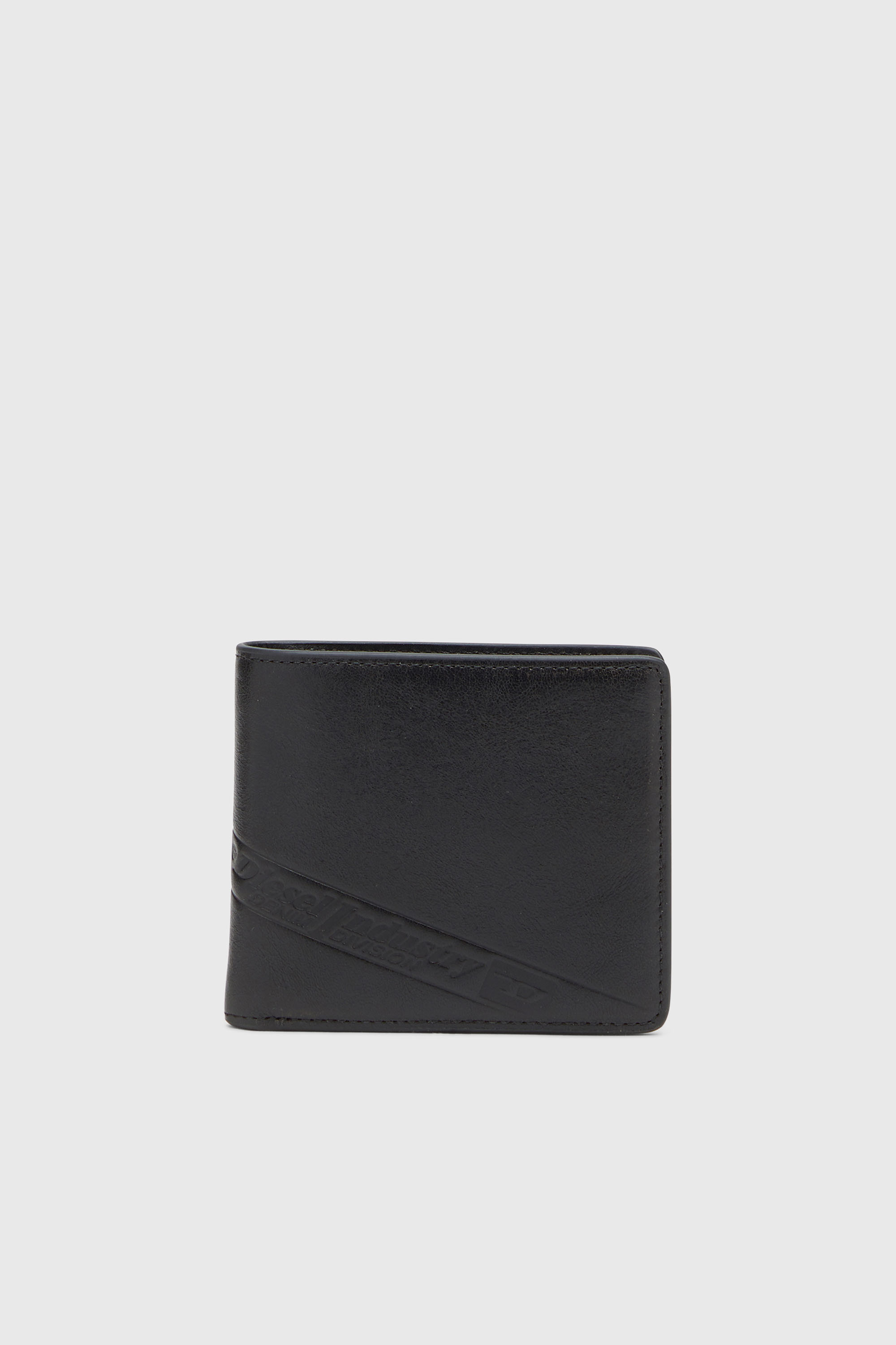 Bi-fold leather wallet with embossed logo