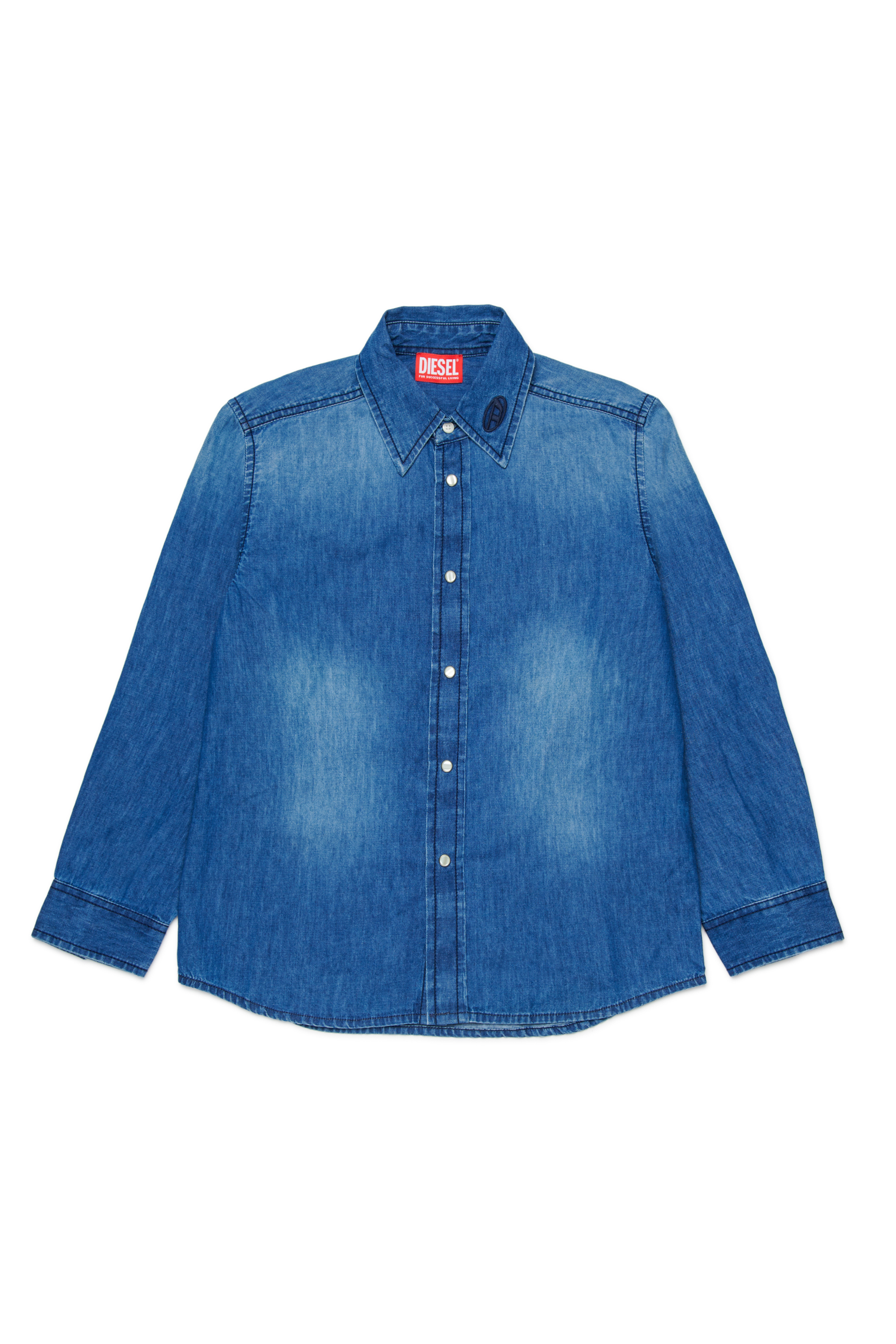 Diesel - CSIMPLY-OVER, Man's Denim shirt with Oval D embroidery in Medium blue - 1