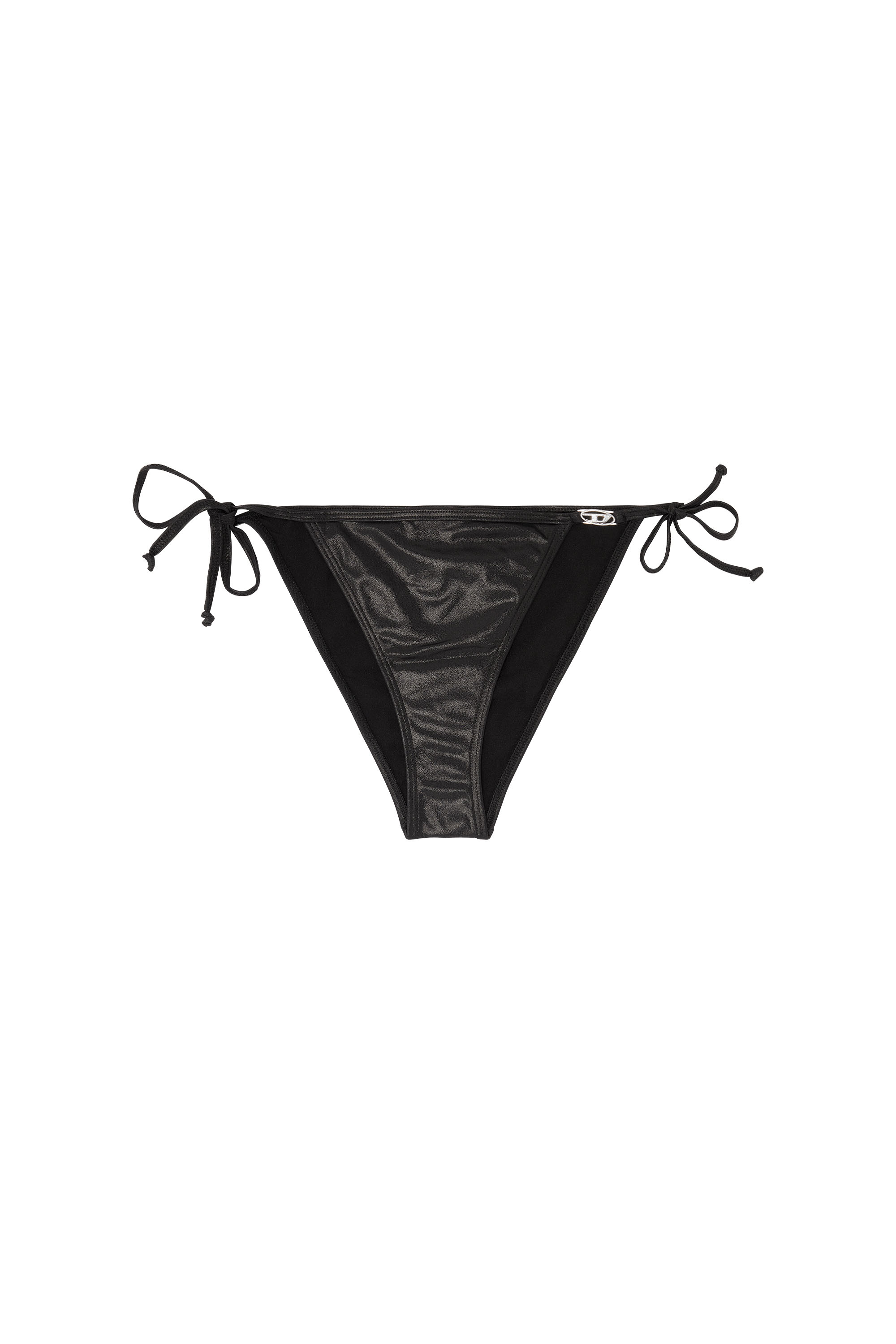 Diesel - BRIGITTES-DNM, Bas de bikini &agrave; liens lat&eacute;raux en tissu scintillant Femme in Noir - 4