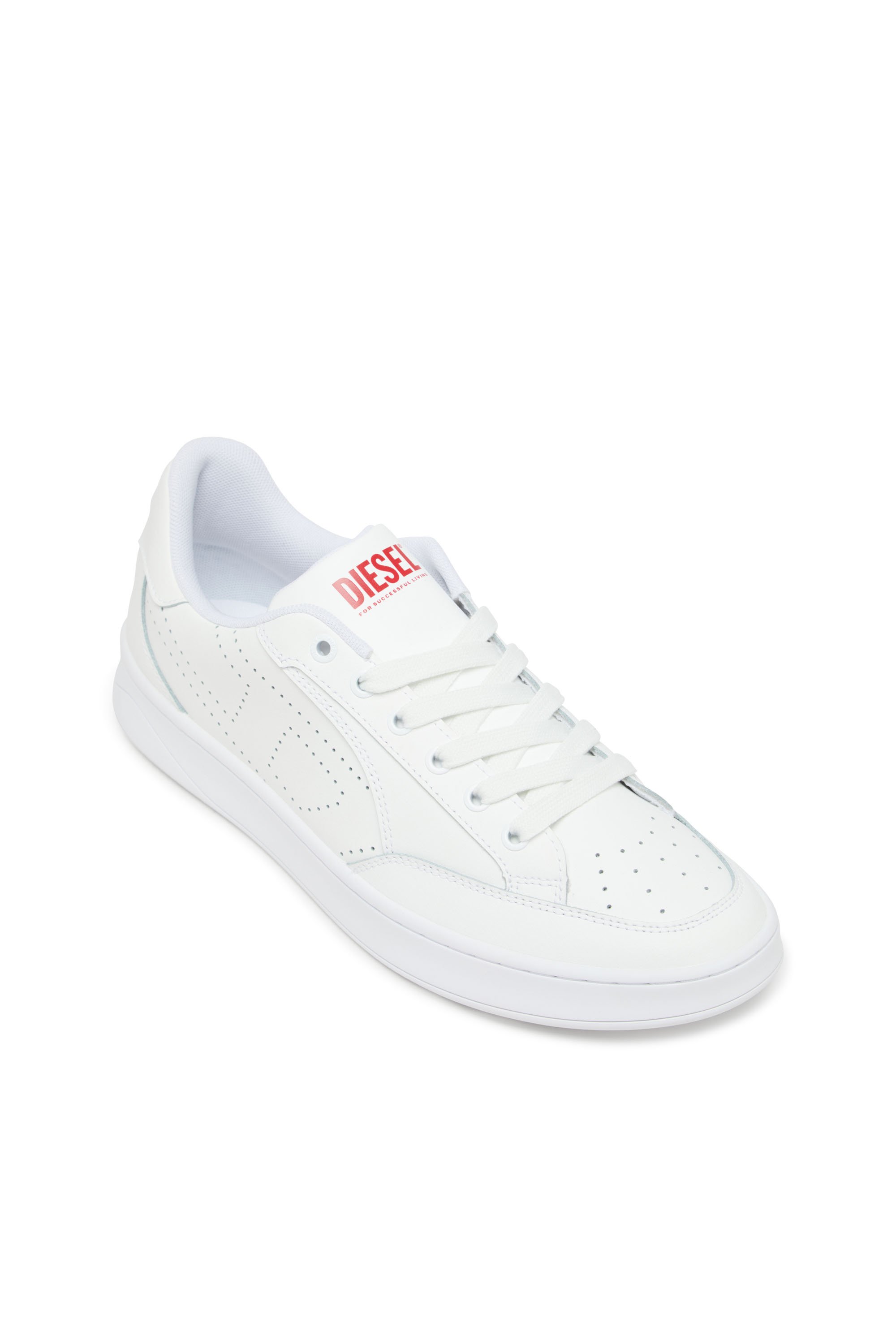 Diesel - S-DAKOTA LOW, S-Dakota-Sneakers en cuir avec logo perforé Homme in Blanc - 6