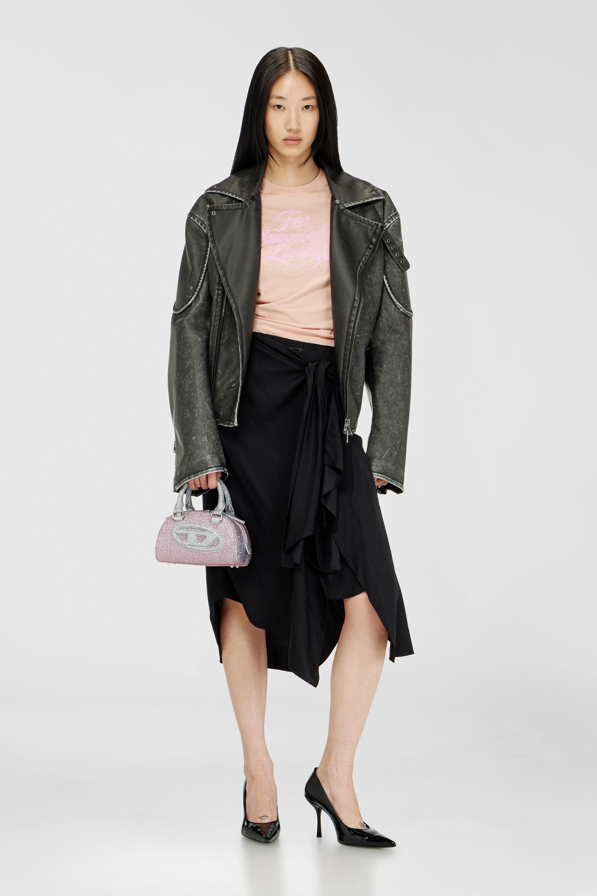 Diesel - 1DR DOME CROSSBODY, 1DR Dome - Petit sac bandouli&egrave;re en Lurex cristal Femme in Rose - 1
