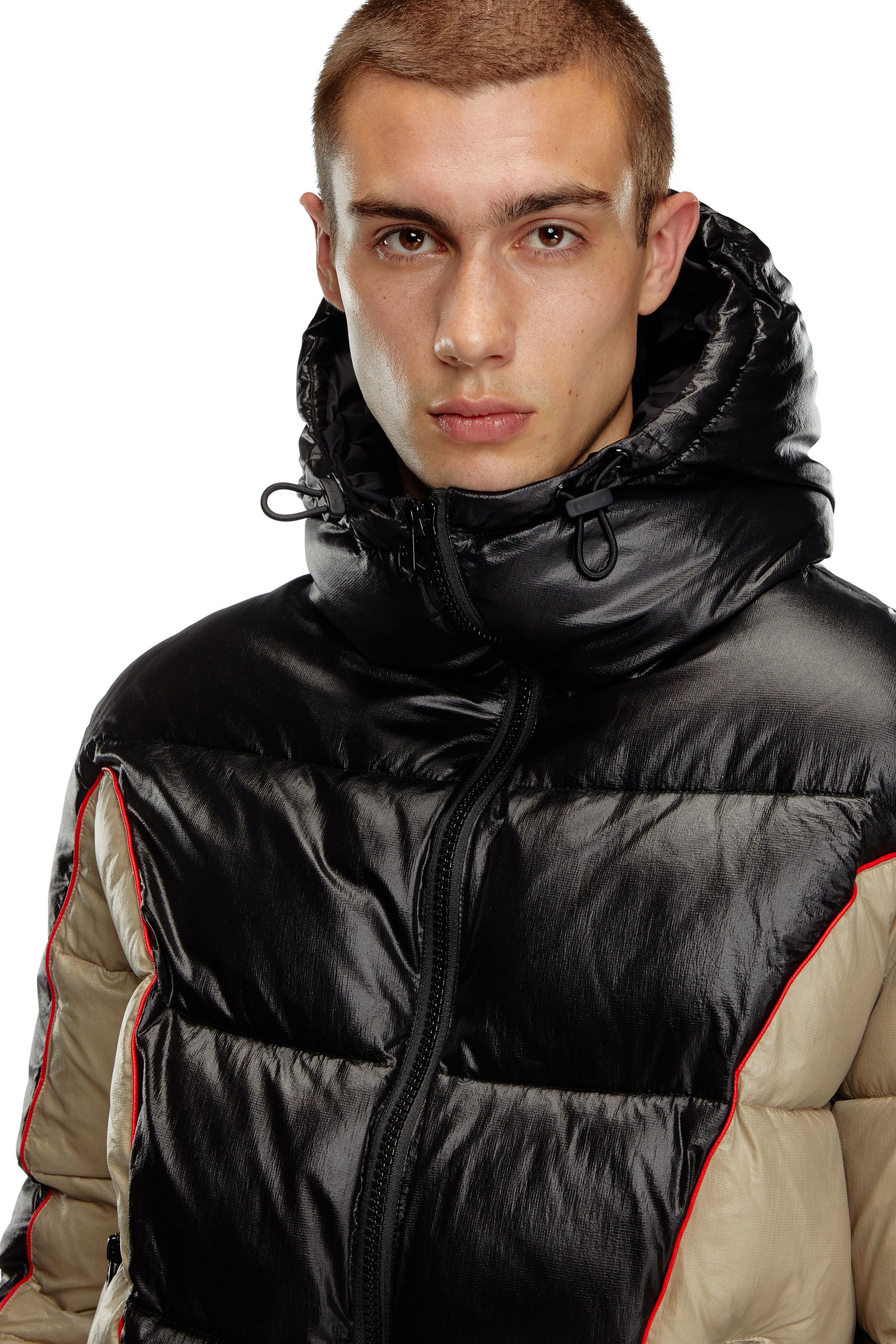 Diesel - W-OSTEND, Veste doudoune à capuche en ripstop brillant Homme in Polychrome - 5