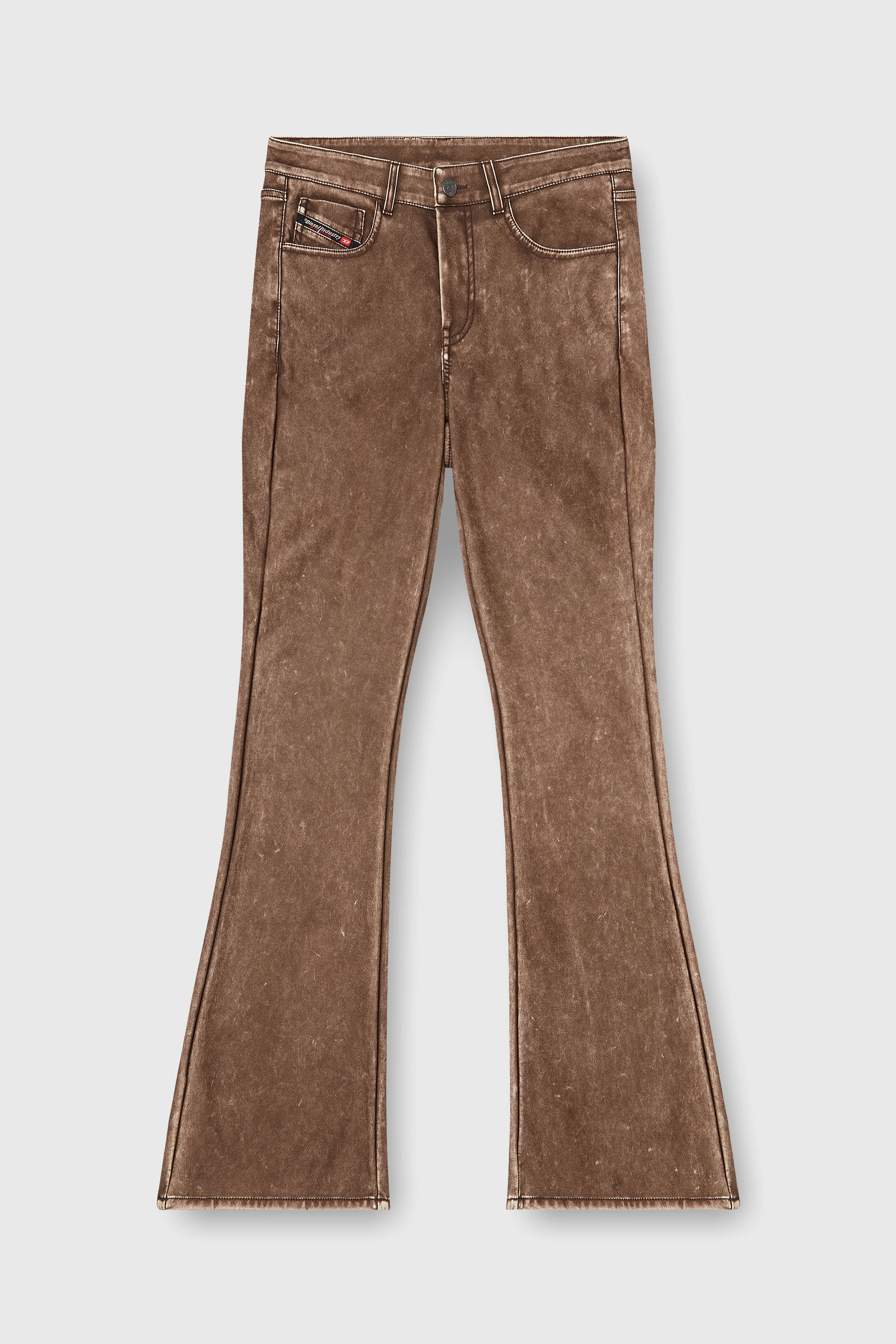 Diesel - P-STELLAR-S1, Woman's Bootcut pants in treated coated fabric in Brown - 2