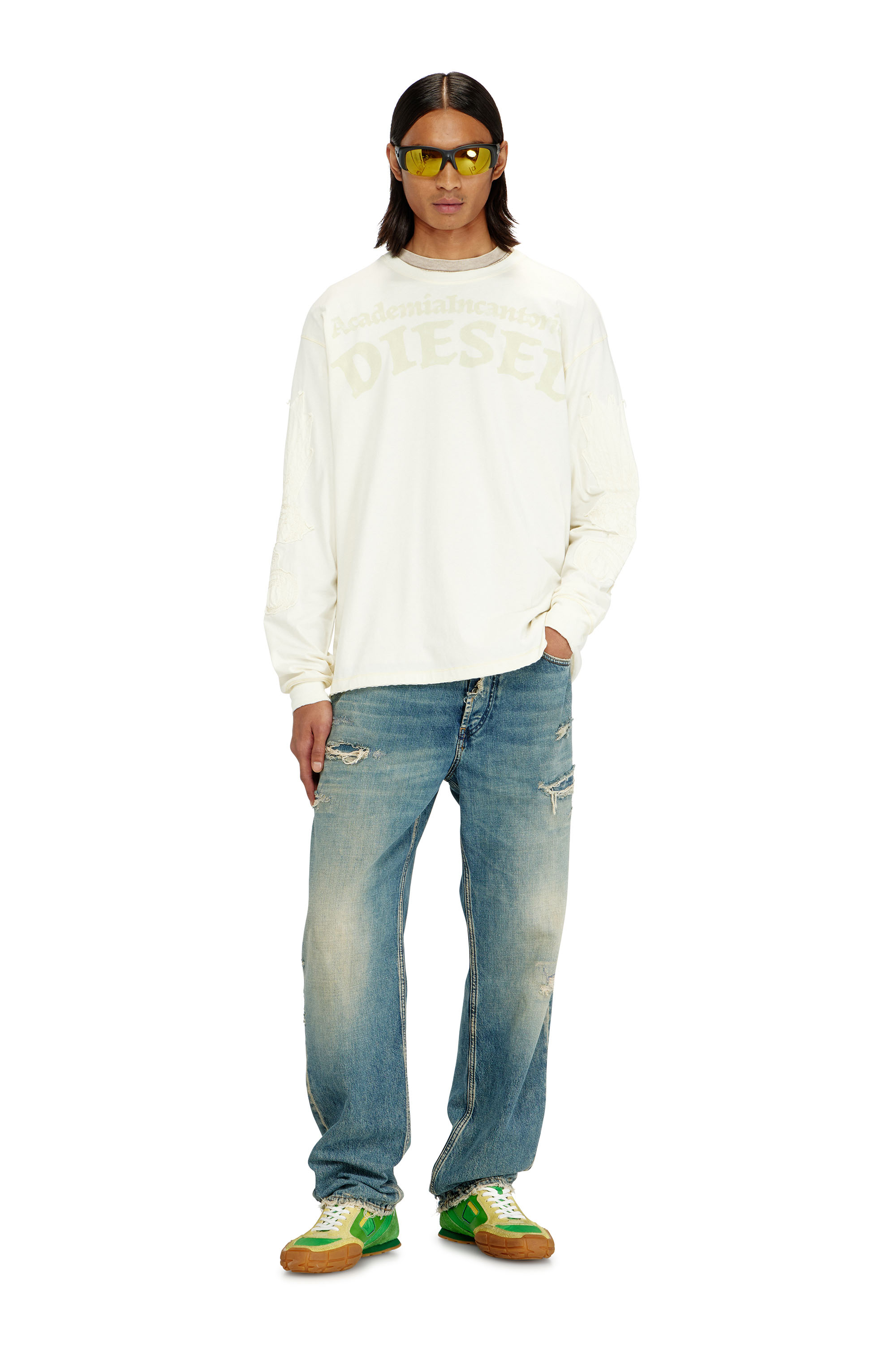 Diesel - T-NORM-LS-AA3, T-shirt manches longues avec imprim&eacute;s et patchs Homme in ToBeDefined - 2