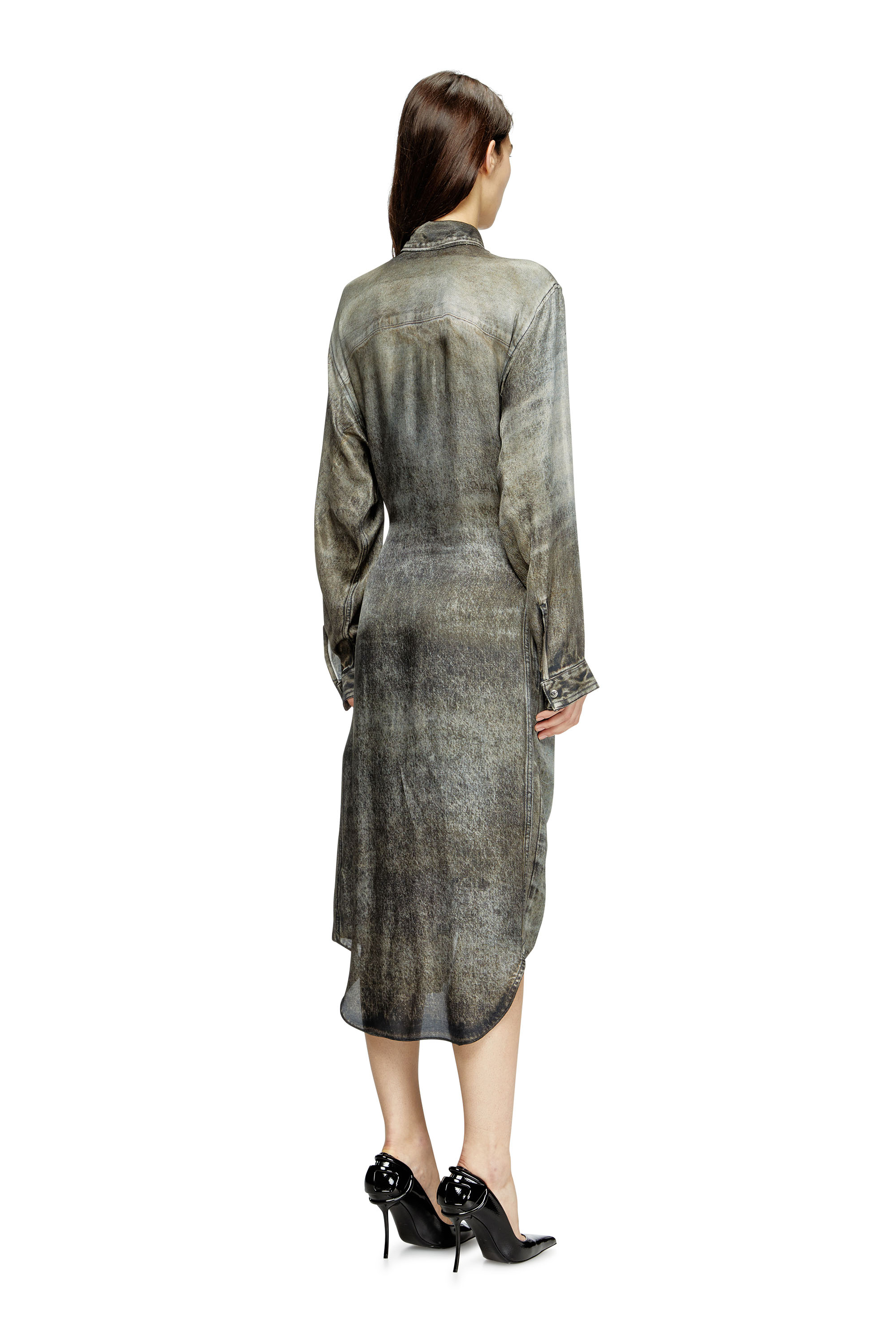 Diesel - D-ILETTA, Robe portefeuille en viscose effet denim Femme in Gris - 4