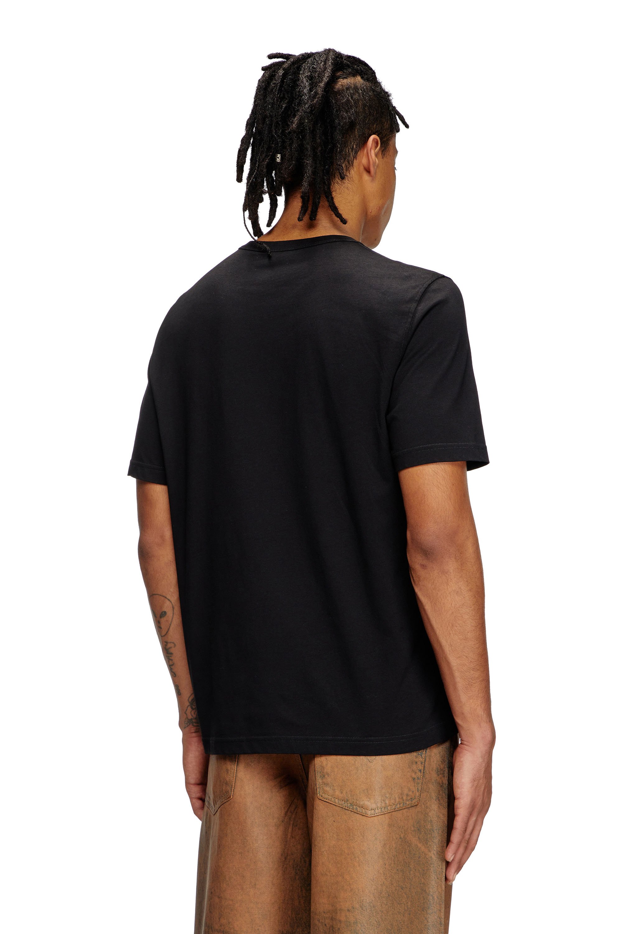 Diesel - T-ADJUST-R19, Man's T-shirt with gabardine patch logo in Black - 4