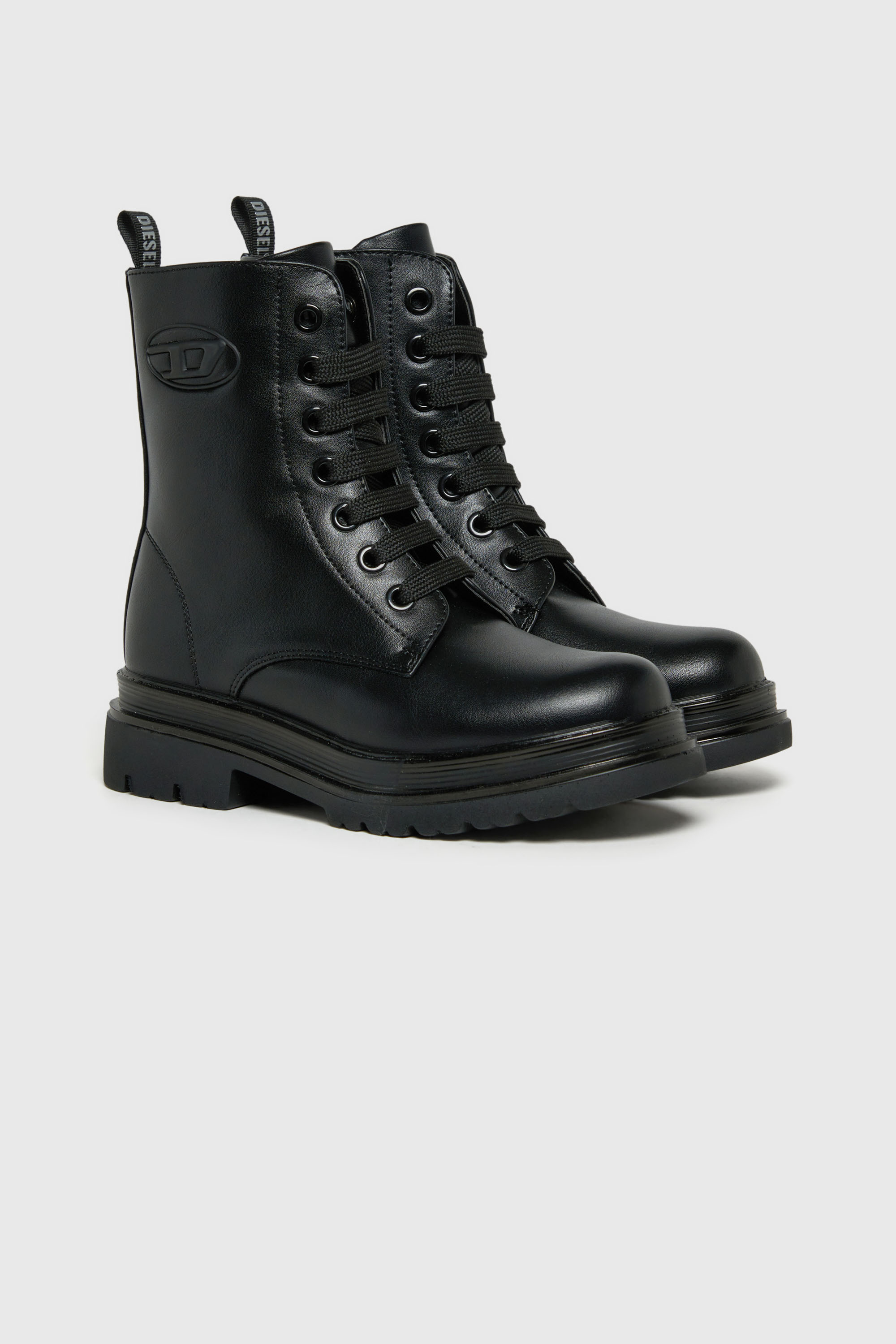 Diesel - D-ANFISTR-PU, D-Anfistr- Bottes de combat avec logo Oval D emboss&eacute; Mixte in Noir - 2