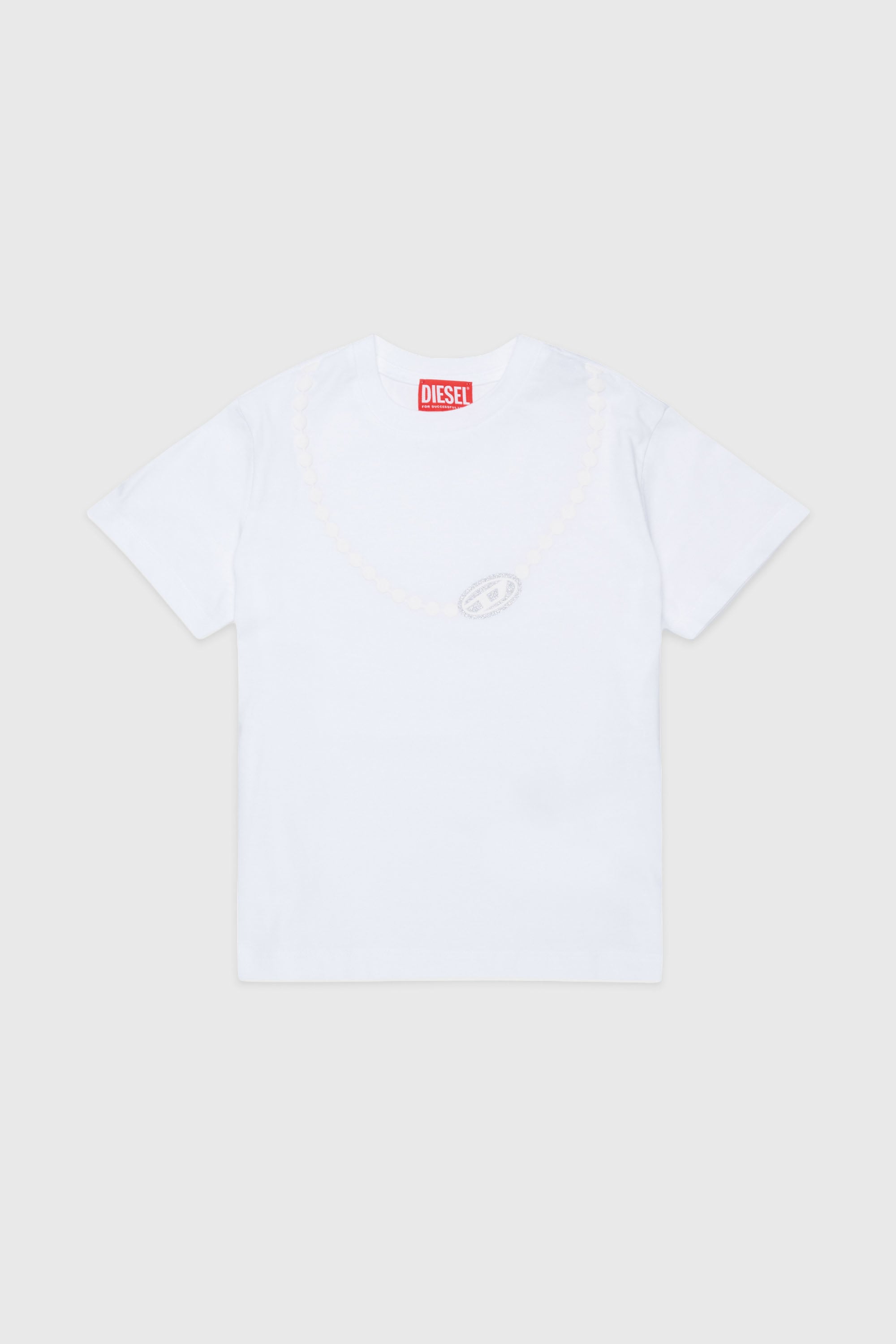 Diesel - TICLA, T-shirt en coton avec imprim&eacute; collier Femme in Blanc - 1