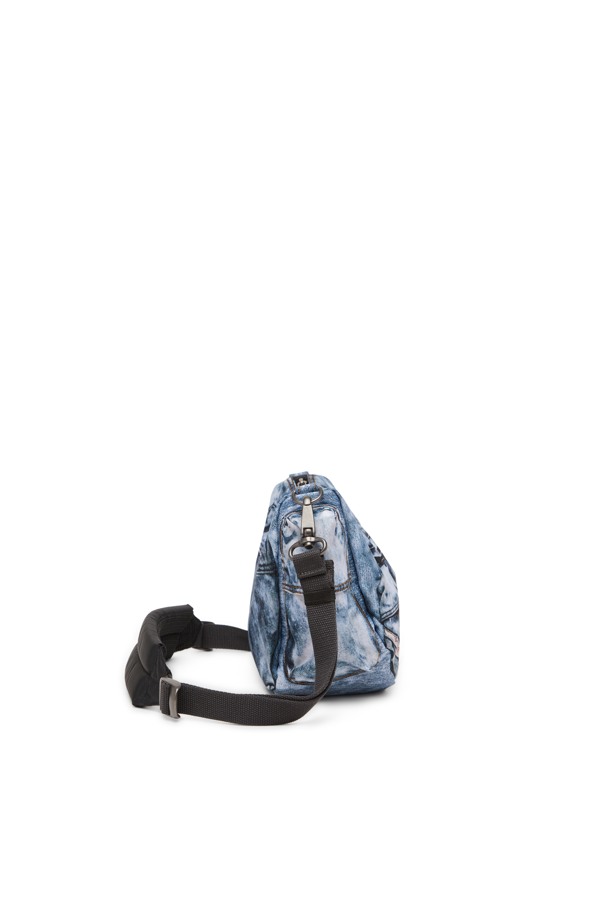 Diesel - DIESEL SHOULDER BAG, Sac à poches multiples en denim trompe-l'œil Mixte in Bleu - 4