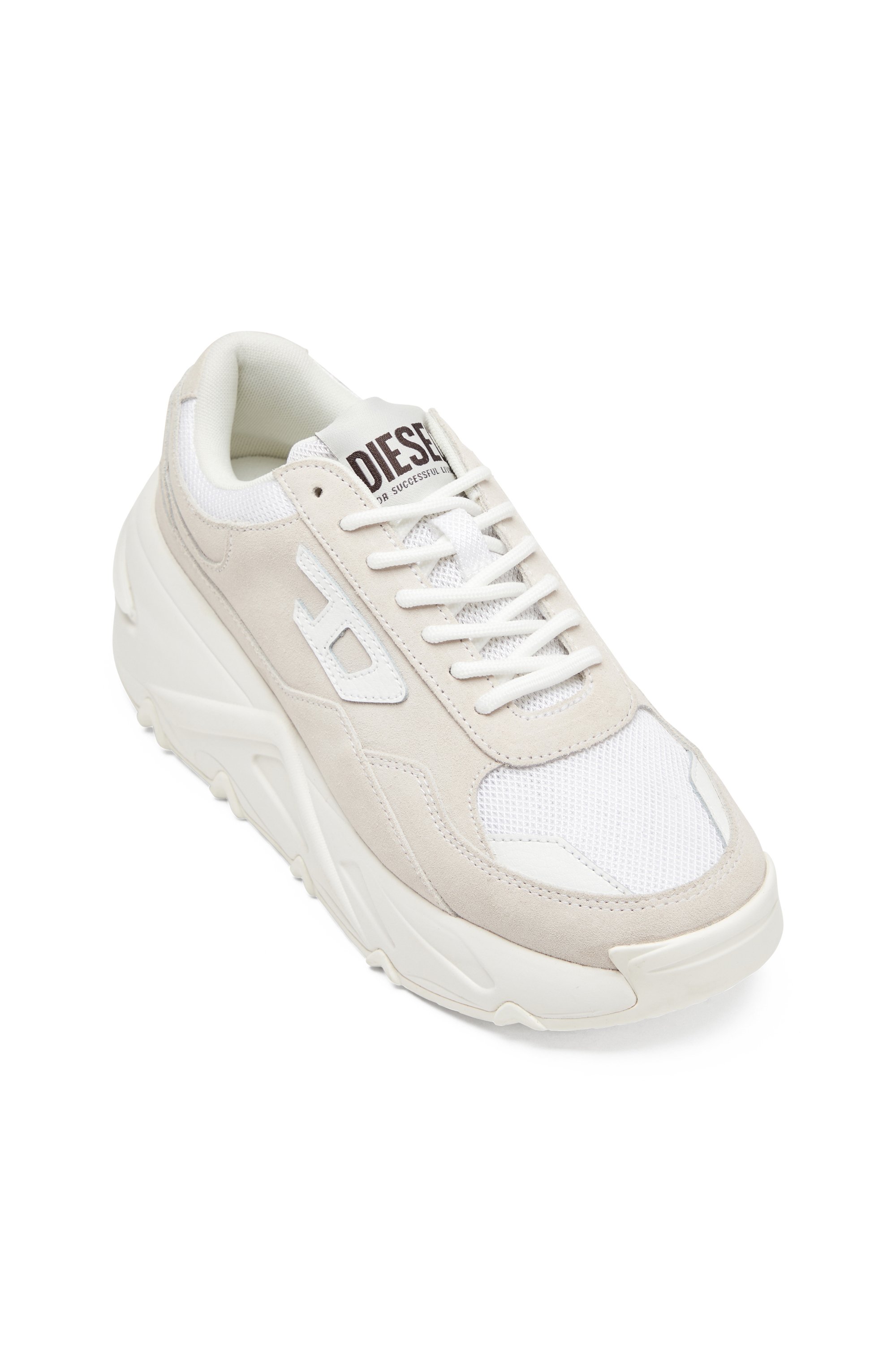 Diesel - S-SAVANNAH W, Sneakers compensées en cuir suédé et mesh Femme in Blanc - 6