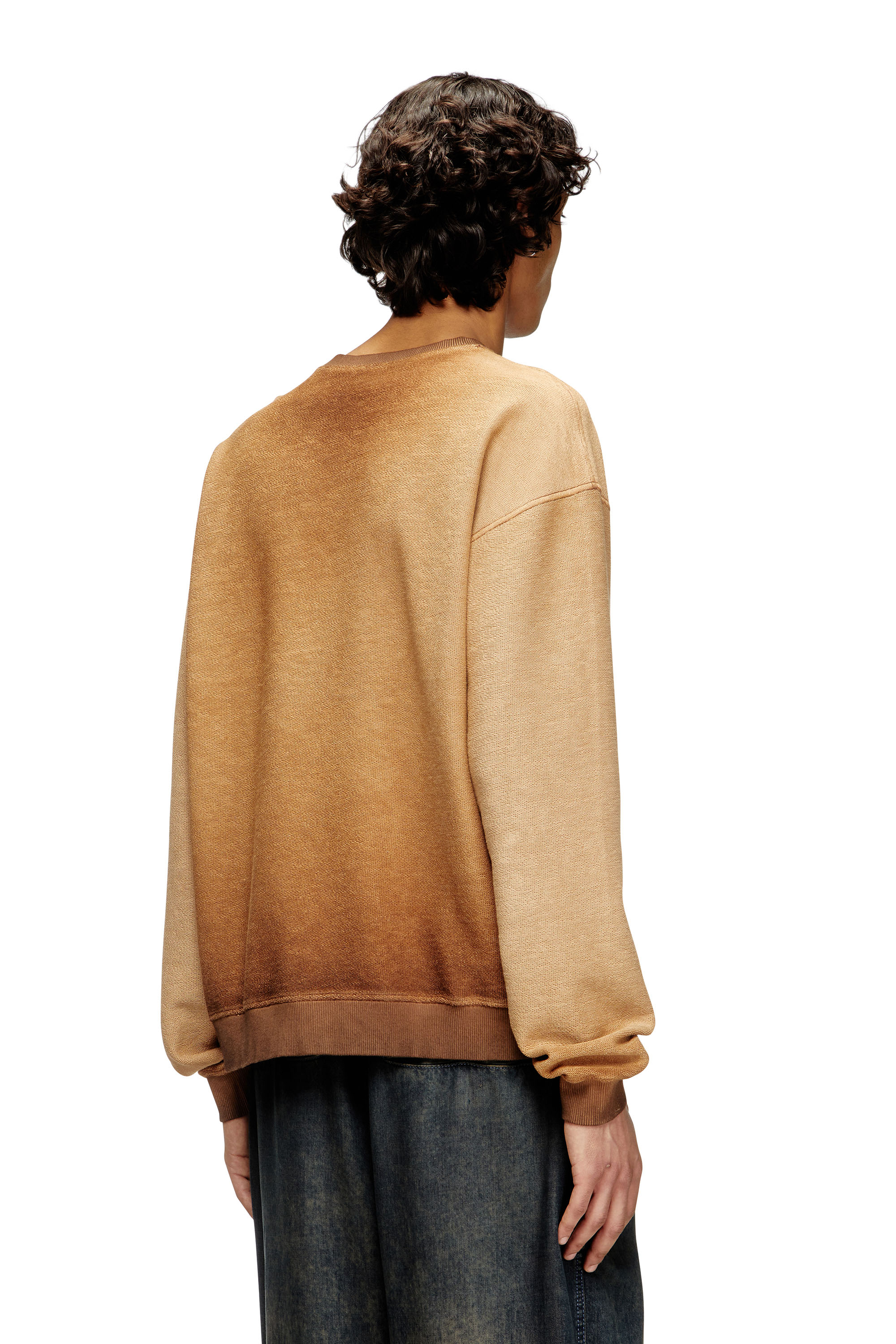 Diesel - S-ARON, Sweat-shirt délavé avec logo du phénix en dévoré Homme in Marron - 4