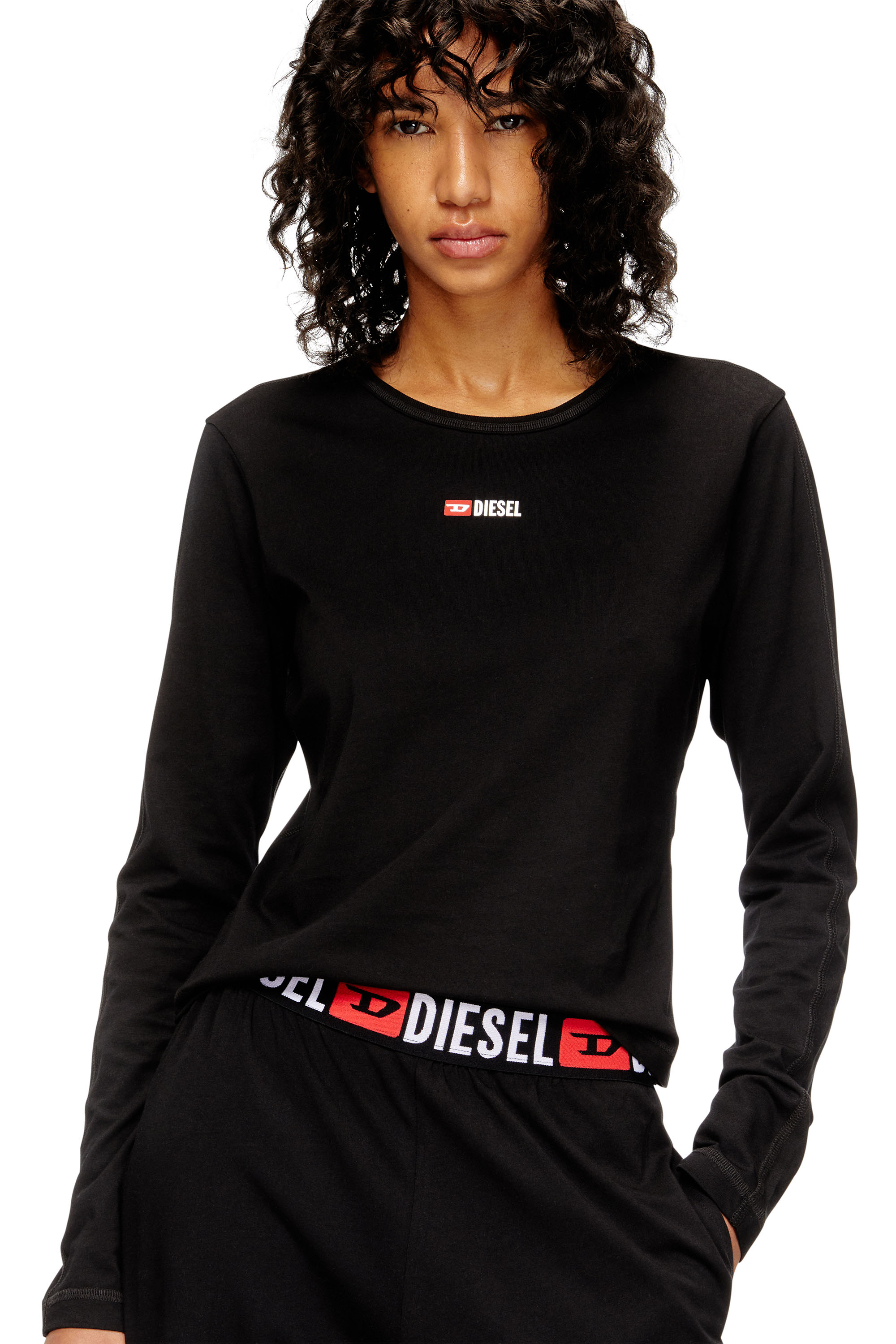 Diesel - SET-GILDA-D-CORE, Pyjama en coton stretch Femme in Noir - 3