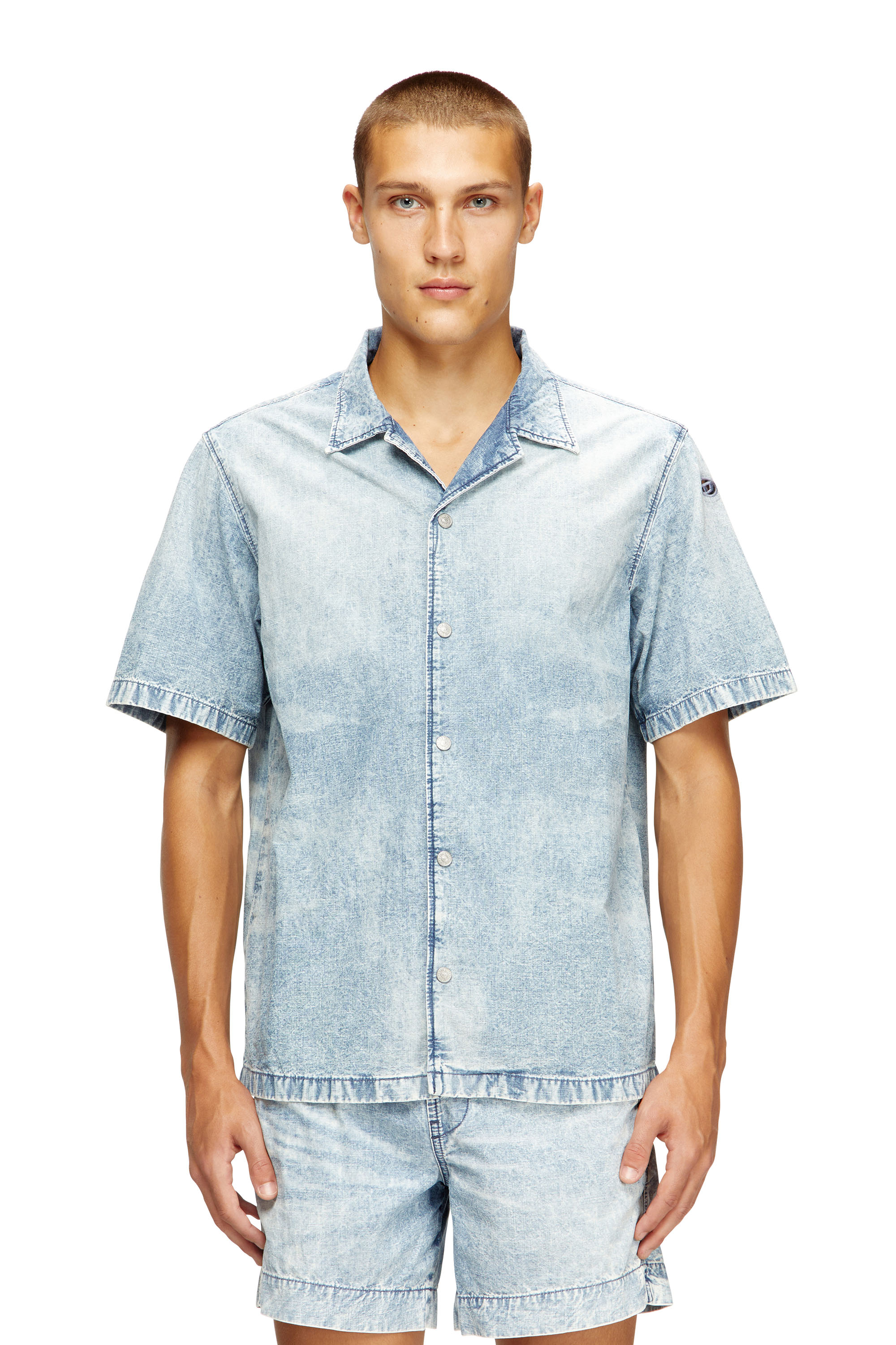 Diesel - D-NABIL-S4, Chemise bowling en denim marbré Homme in ToBeDefined - 1