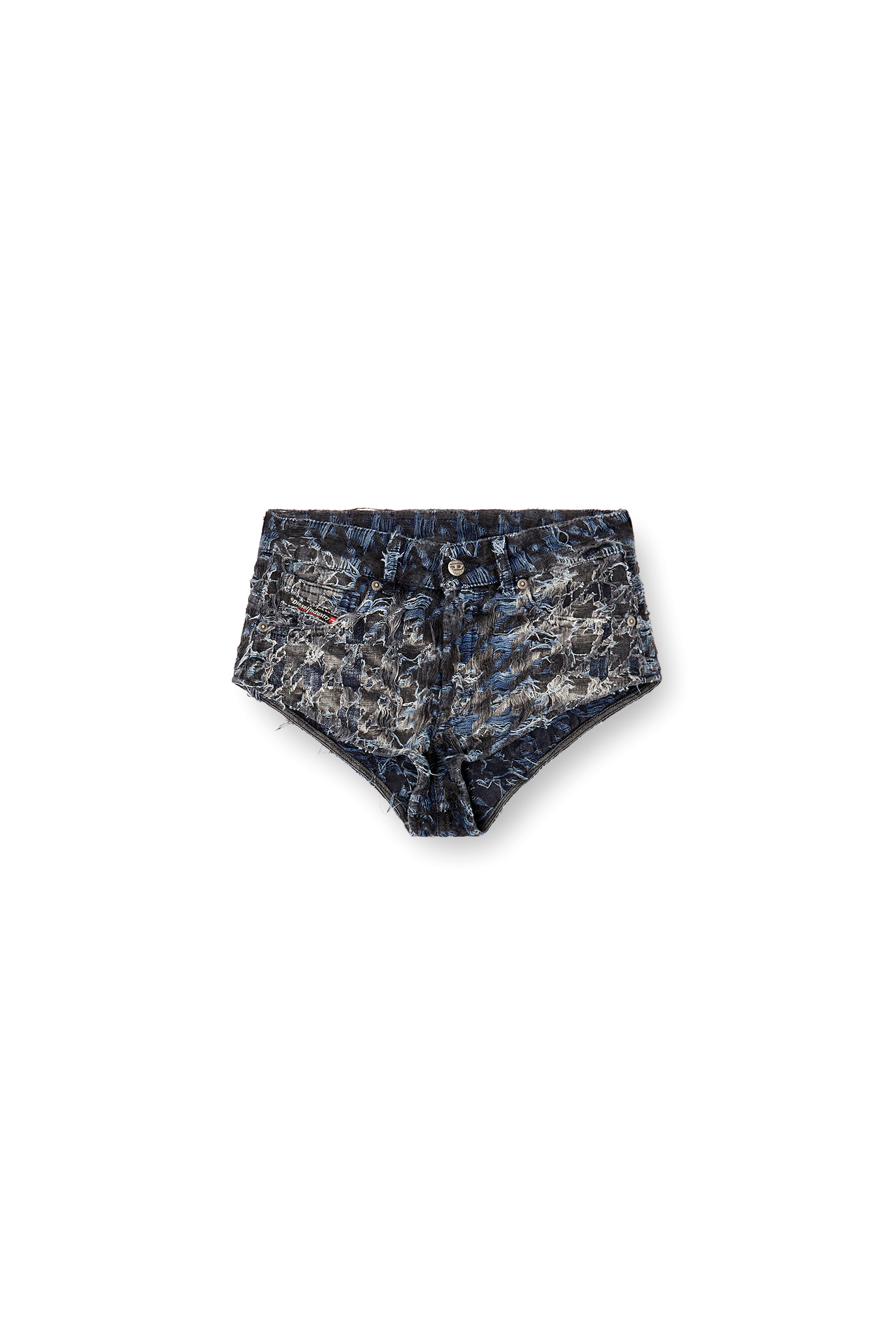 Diesel - DE-JIZZ-FSH2, Short en denim tie-dye à motif pied-de-poule Femme in Bleu - 2
