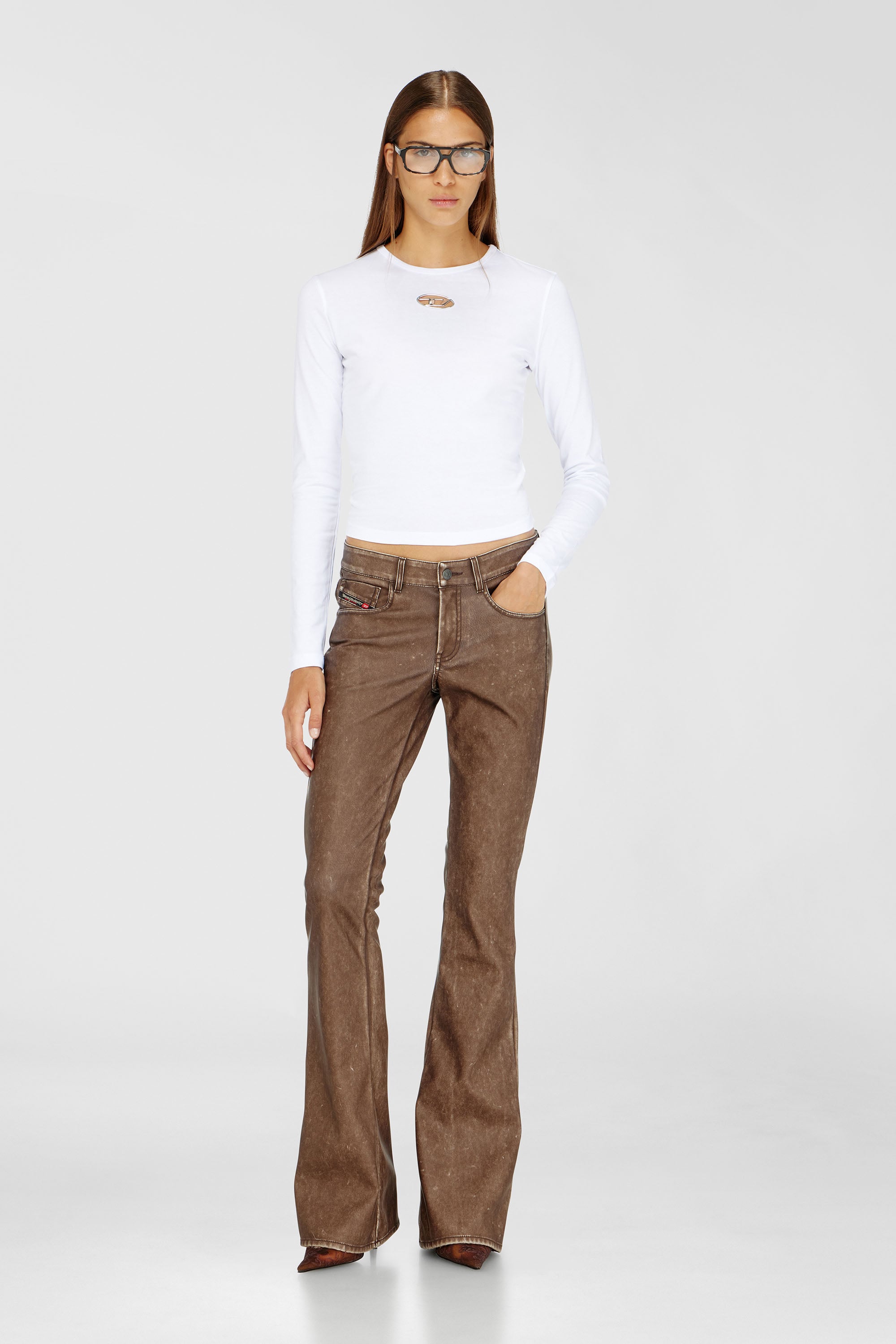 Diesel - T-UNCUTIE-LONG-LS-OD, Haut &agrave; manches longues avec cut-out Oval D Femme in Blanc - 2