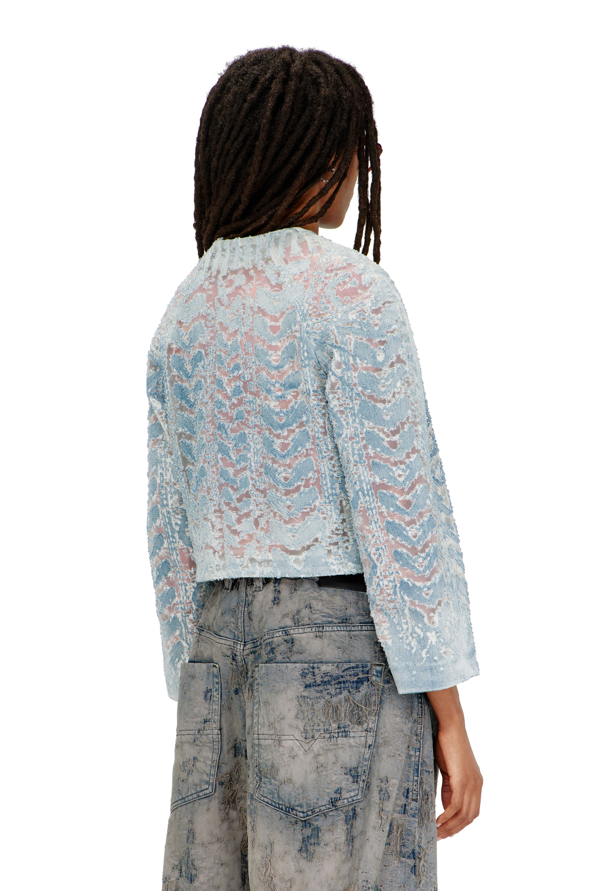Diesel - DE-SOLIXIA-S, Woman's Jacket in microstone devor&eacute; denim in null - 4