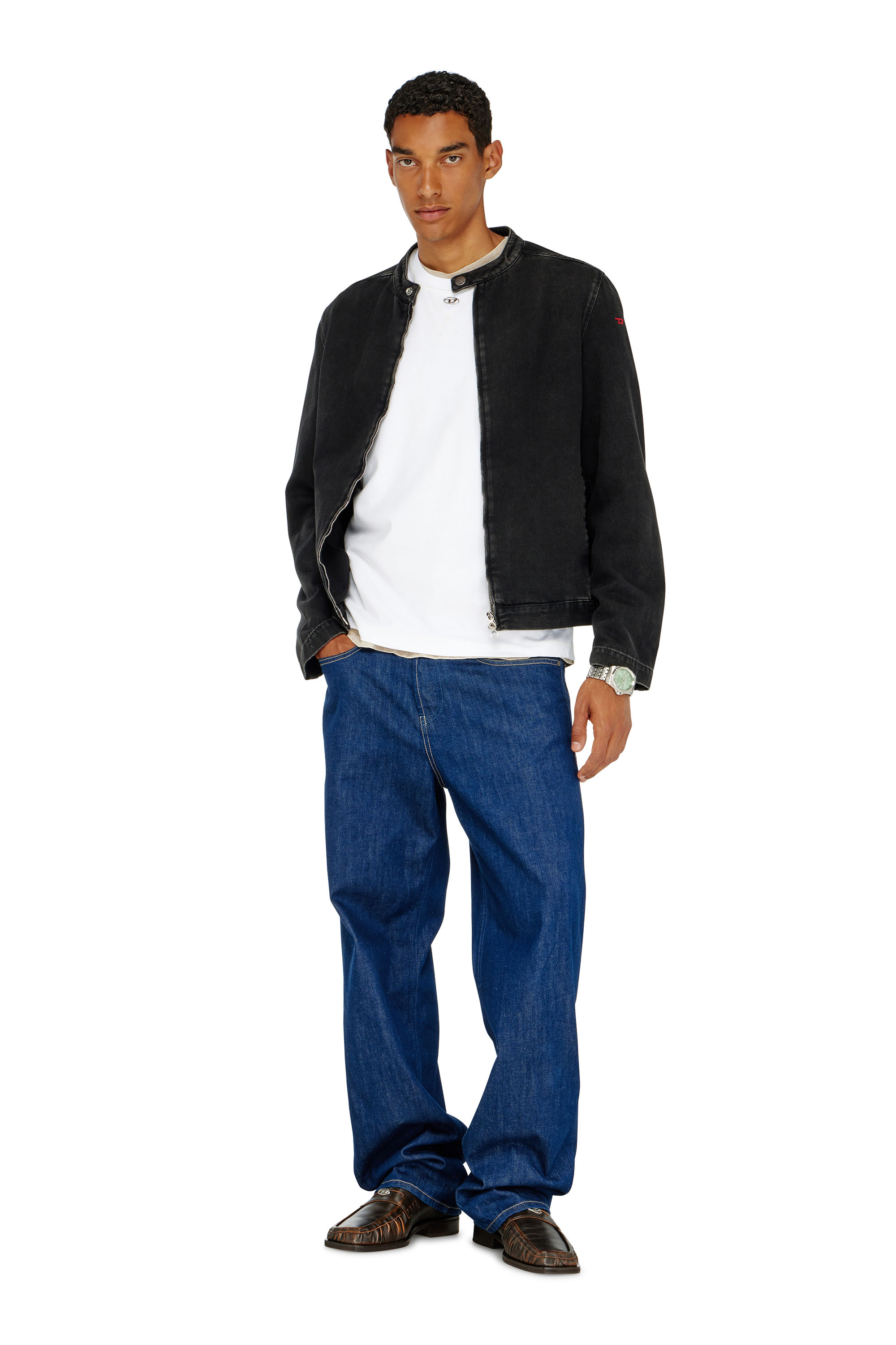 Diesel - T-MADJUST-TR, T-shirt r&eacute;guli&egrave;re avec col rond et Oval D Homme in Blanc - 1