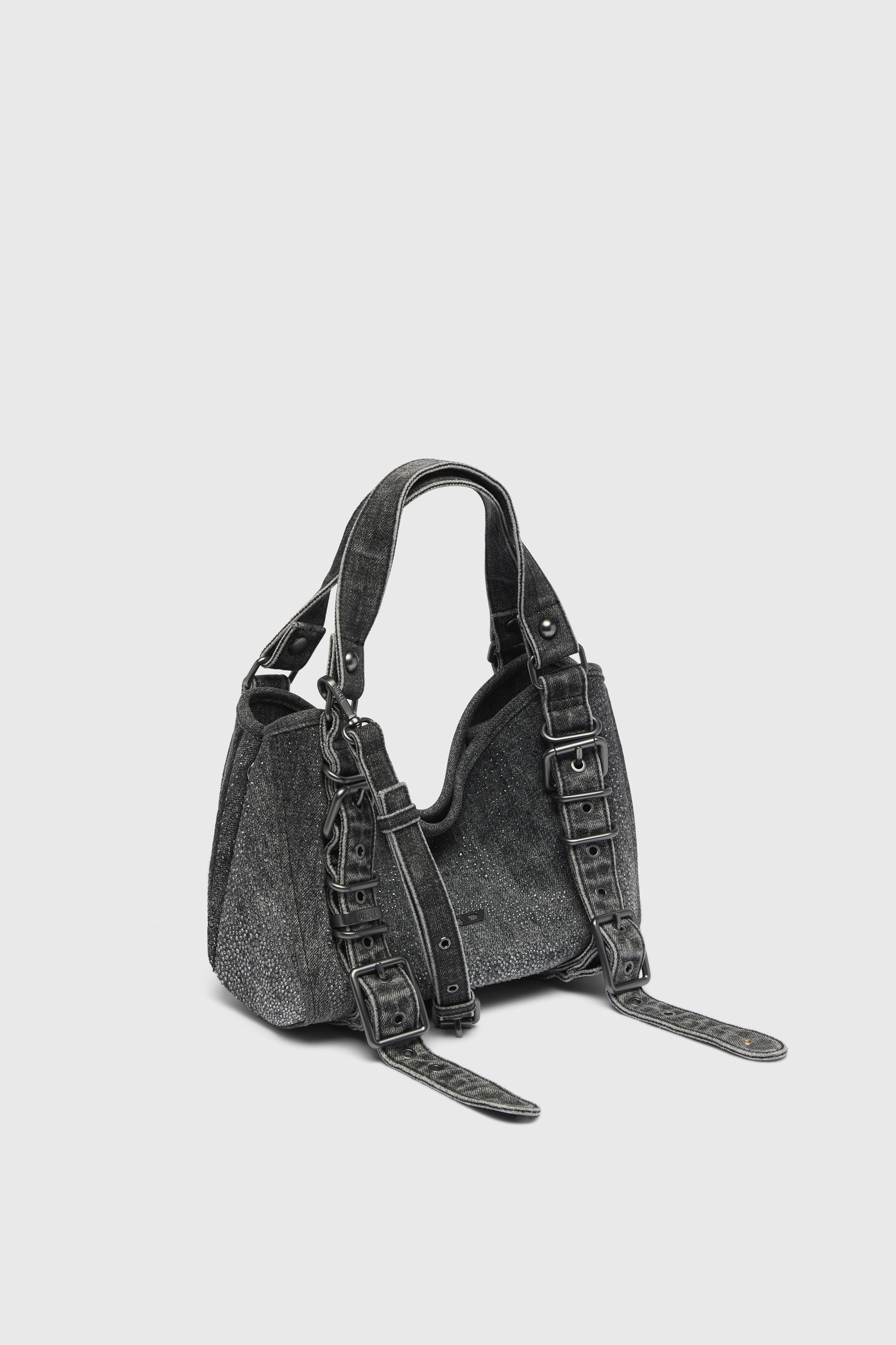 Diesel - D-ONE TOPHANDLE S, D-One-Sac small &agrave; poign&eacute;e sup&eacute;rieure en denim solaris&eacute; orn&eacute; de cristaux Femme in Noir - 4