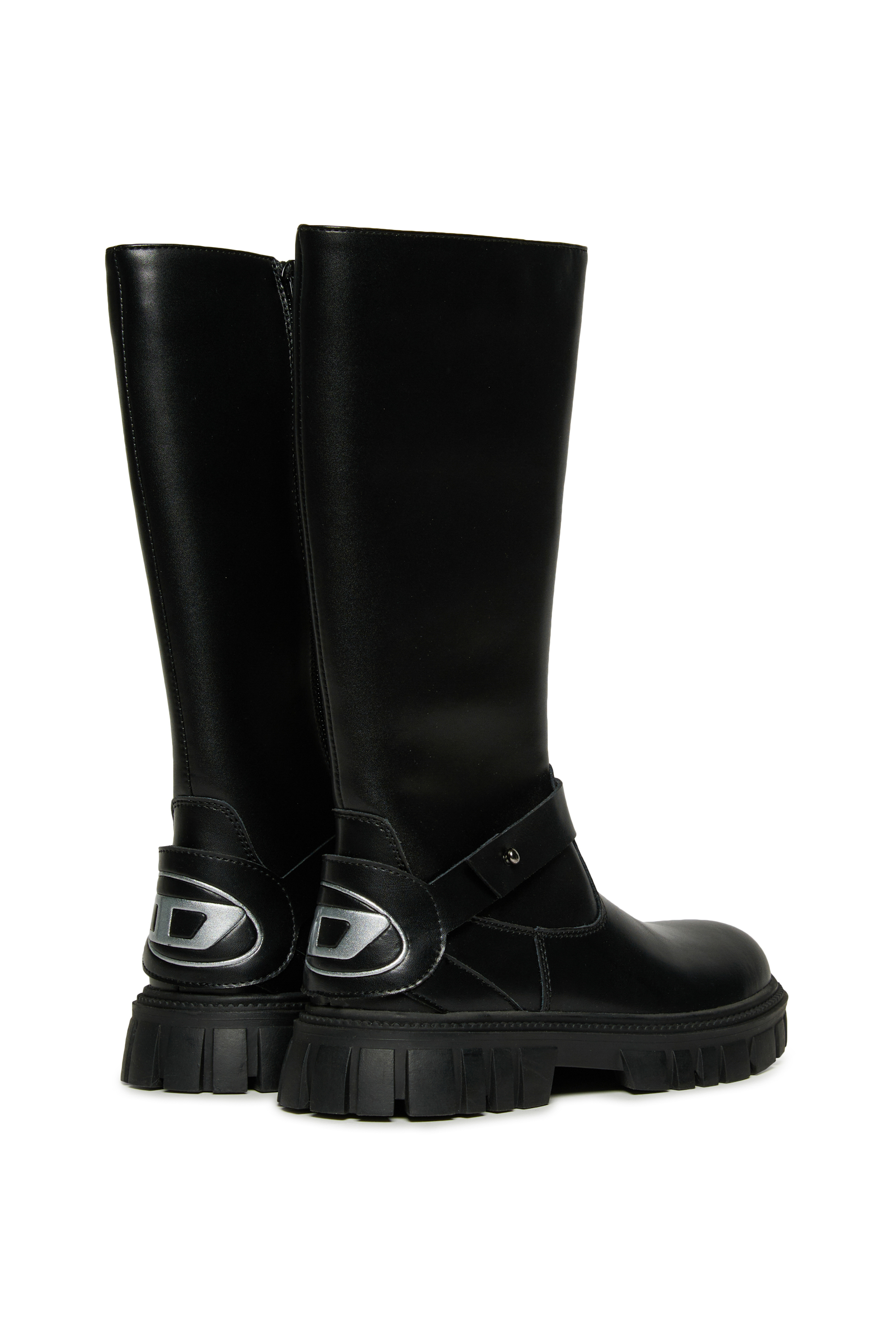 Diesel - D-HAMMER KNT PATCH, D-Hammer Bottes hautes en cuir Mixte in Noir - 3