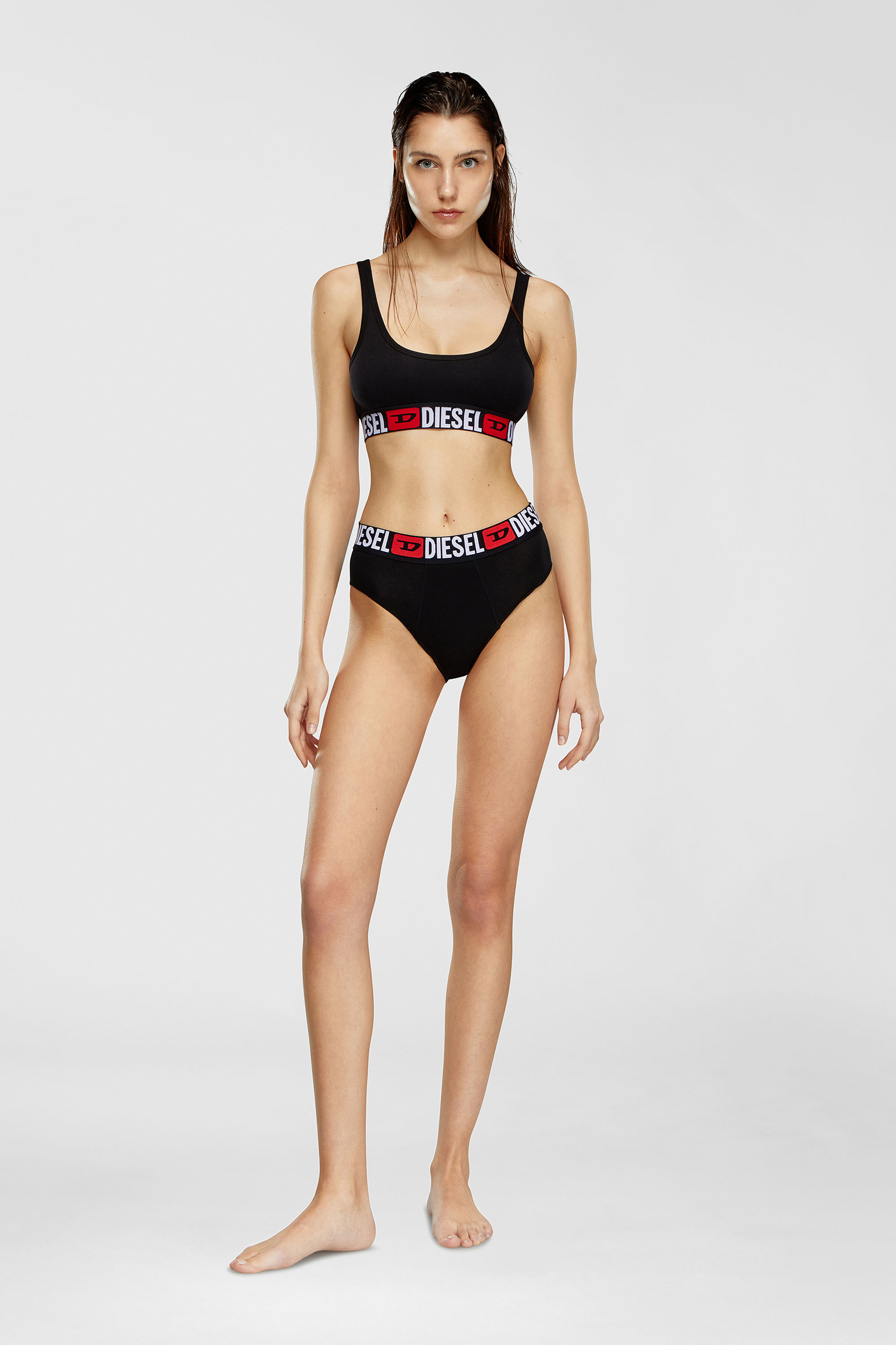 Three-pack ribbed high-waisted briefs