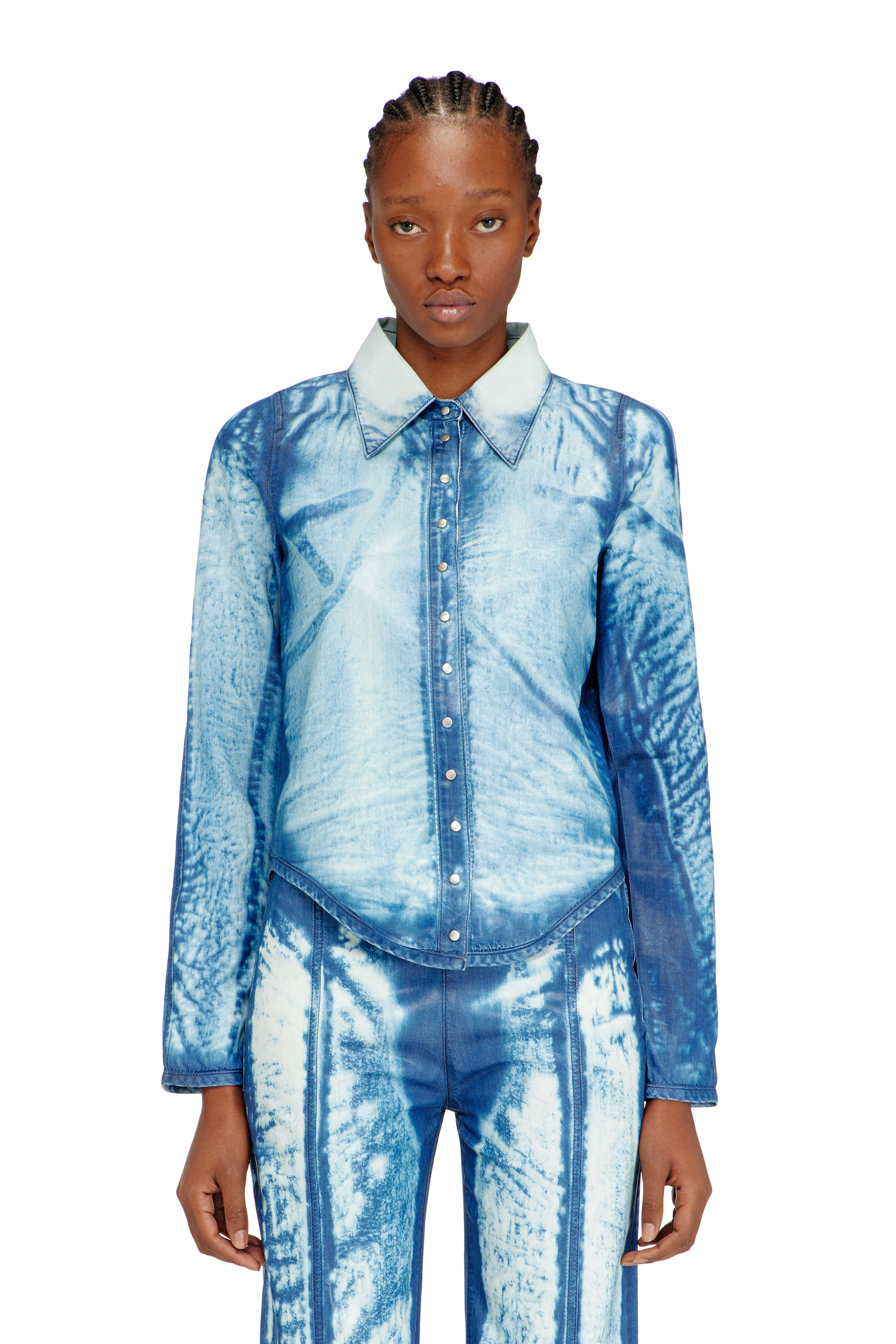 Diesel - DE-LYRIA-FSI, Chemise en denim Lyocell &agrave; effet X-Ray Femme in Bleu - 3