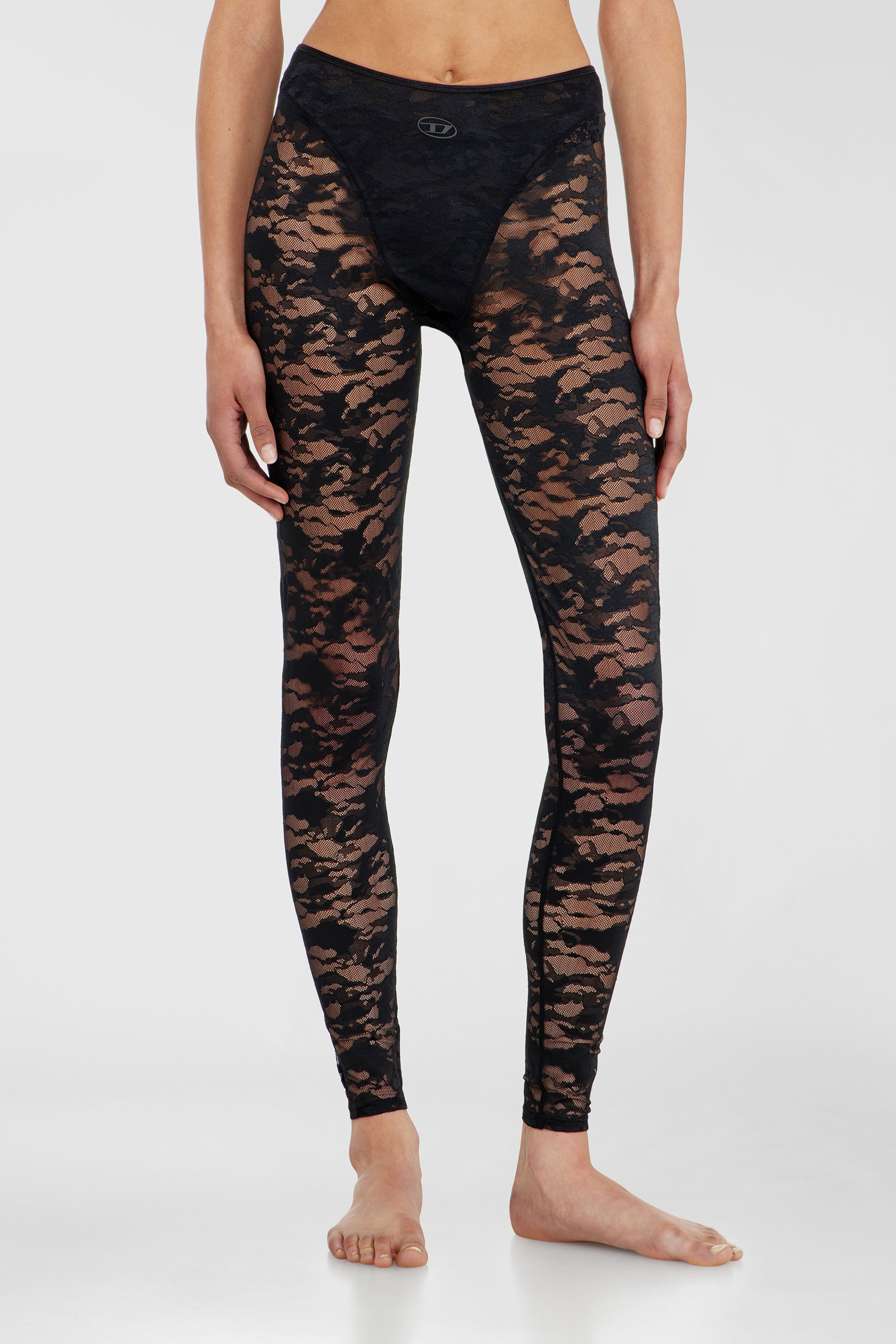 Diesel - HAYLEY-UTLT, Leggings en dentelle nylon camouflage Femme in Noir - 1