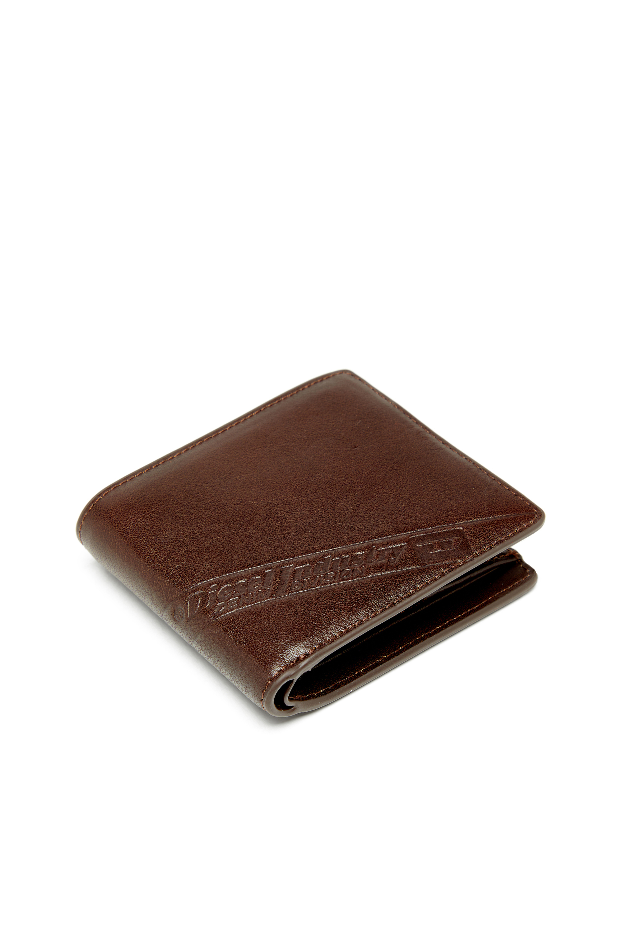 Diesel - FLAG-D BI-FOLD COIN S 3D, Portefeuille en cuir pliable avec logo emboss&eacute; Homme in Marron - 4
