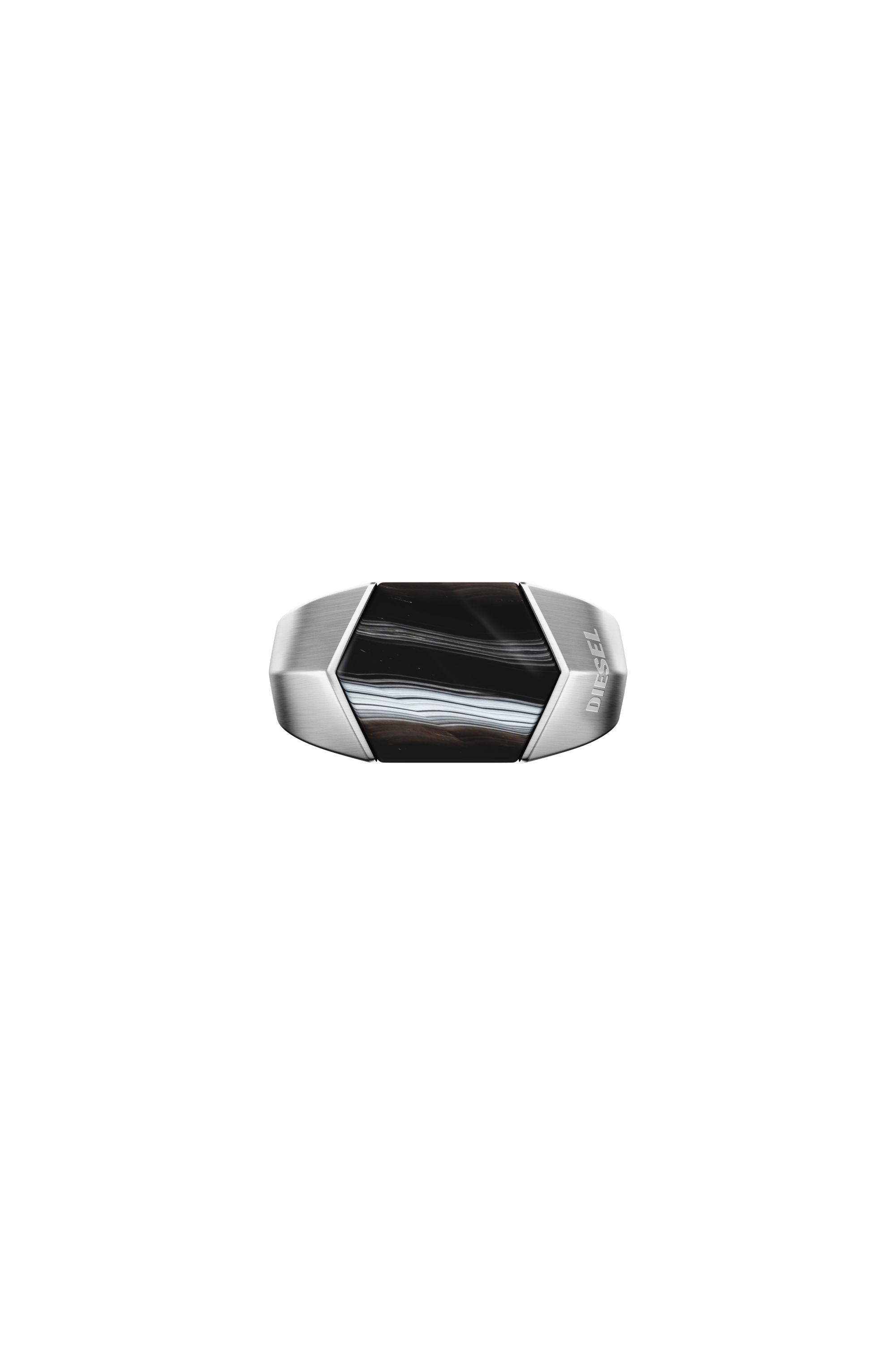 Diesel - DX1711040, Bague chevali&egrave;re en agate noire Mixte in Gris argent&eacute; - 3