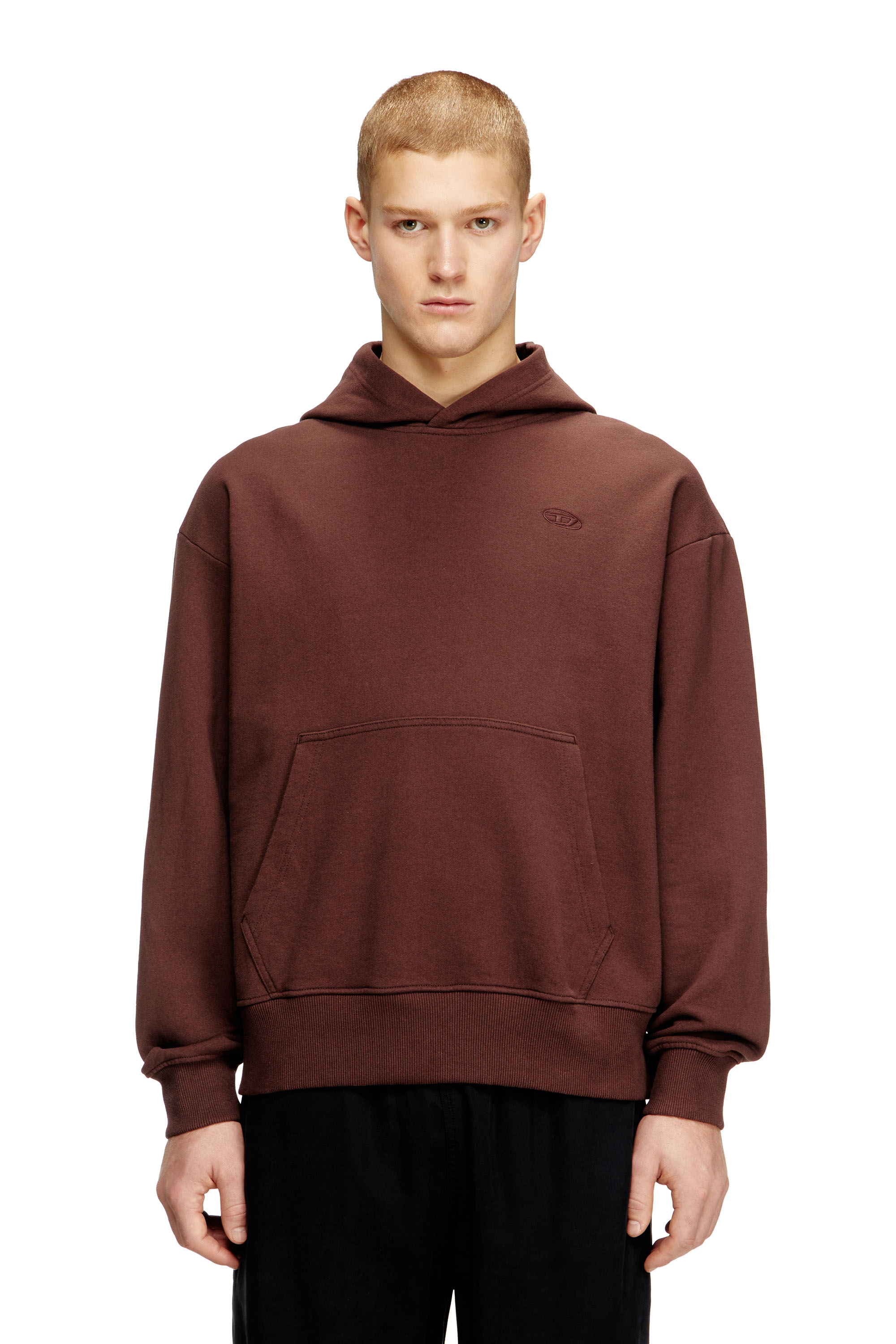 Diesel - S-MACS-HOOD-MEGOVAL-D, Sweat-shirt à capuche avec logo brodé Homme in Marron - 2