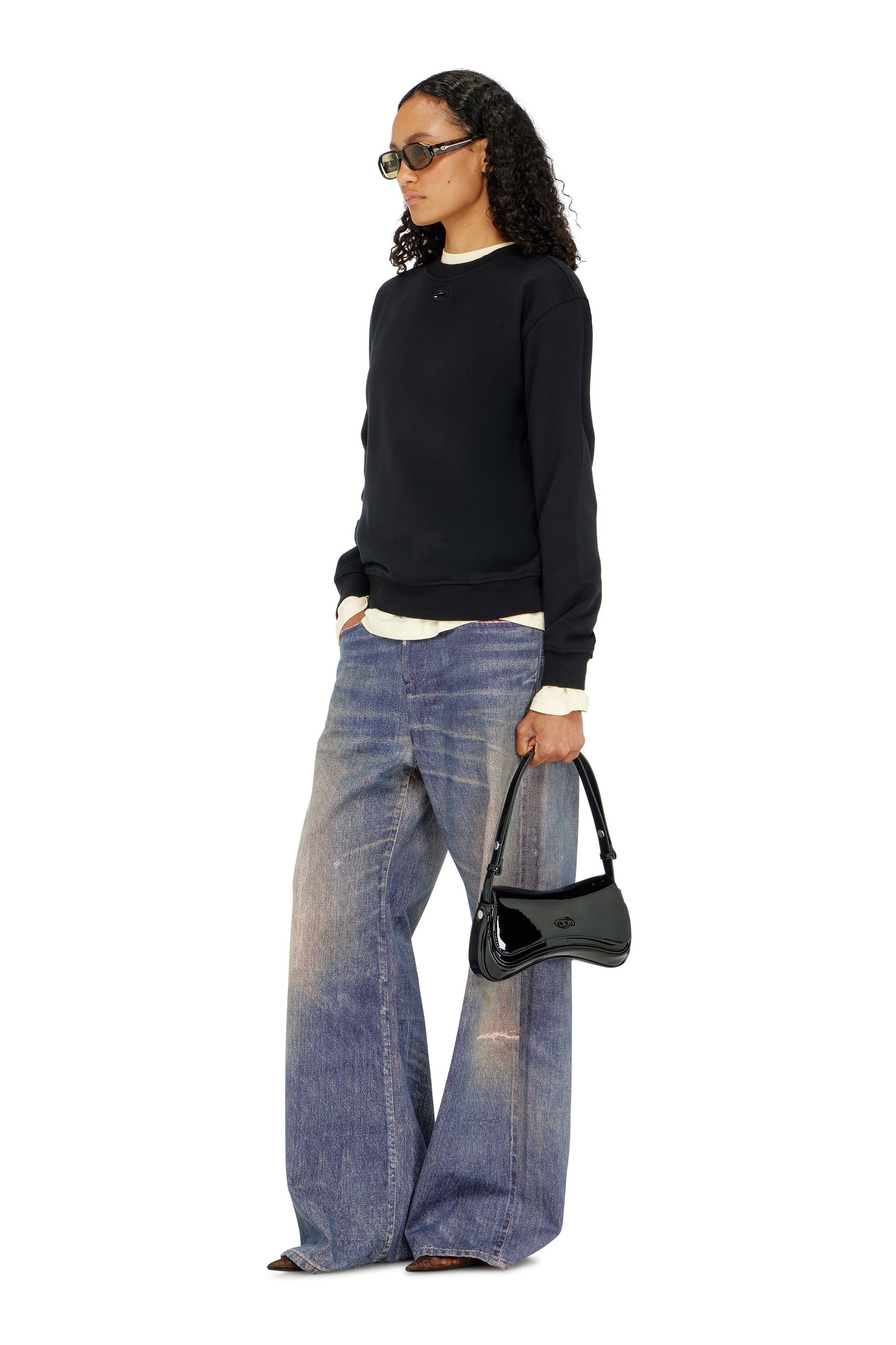 Diesel - F-NORMY-OD, Sweat-shirt en coton avec broderie Oval D Femme in Noir - 1