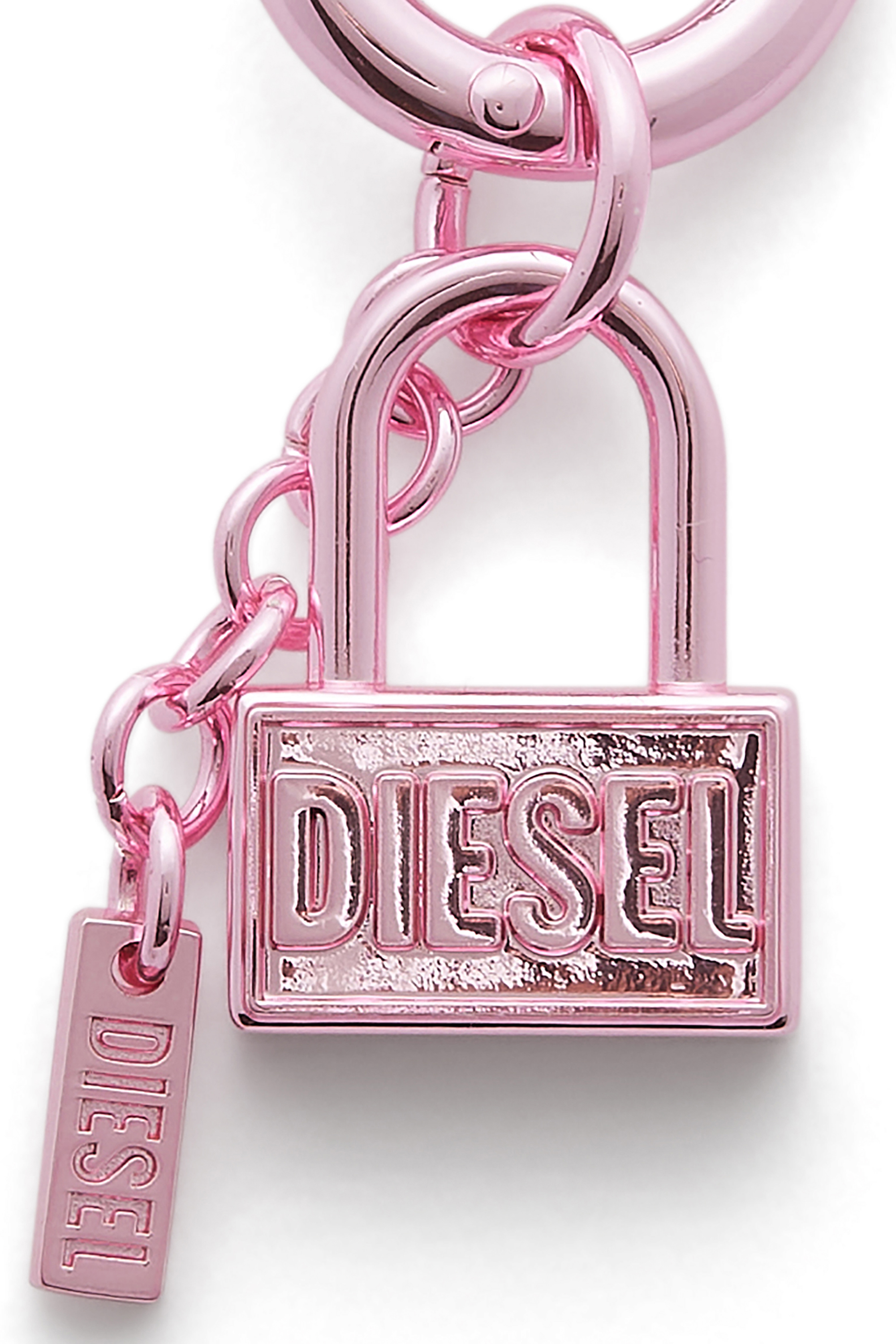 Diesel - CHARM-LOCK, Porte-cl&eacute;s en m&eacute;tal avec motif cadenas Mixte in Rose - 3