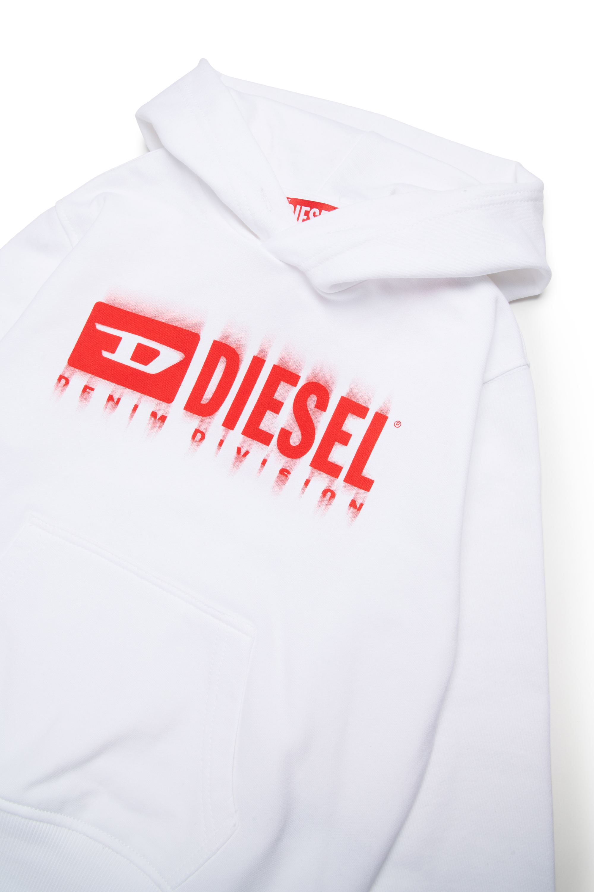 Diesel - SGINNHOODL5 OVER, Sweat-shirt à capuche avec logo taché Homme in Blanc - 3