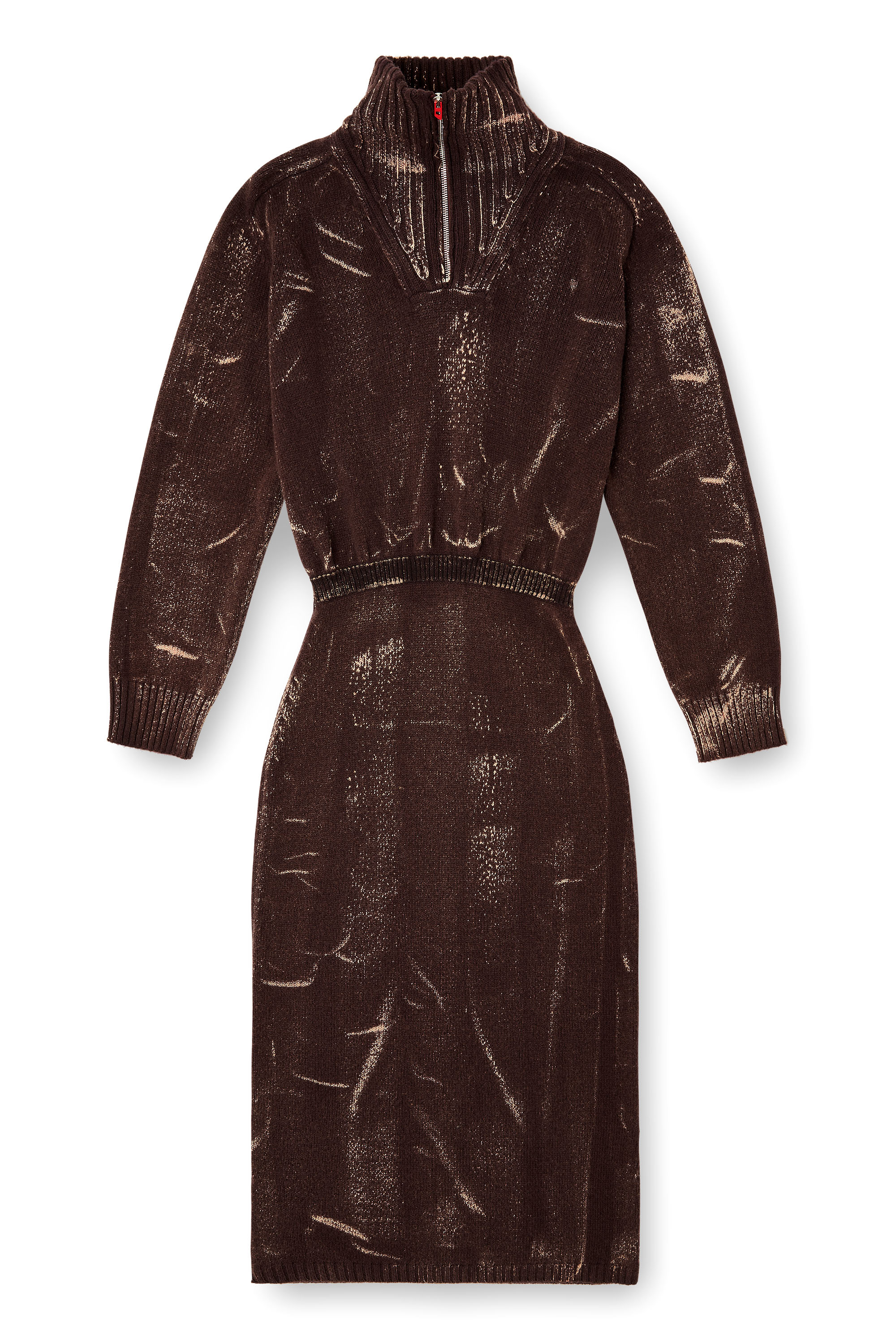 Diesel - M-MARCELLE, Robe midi en maille mélangée traitée Femme in Marron - 2
