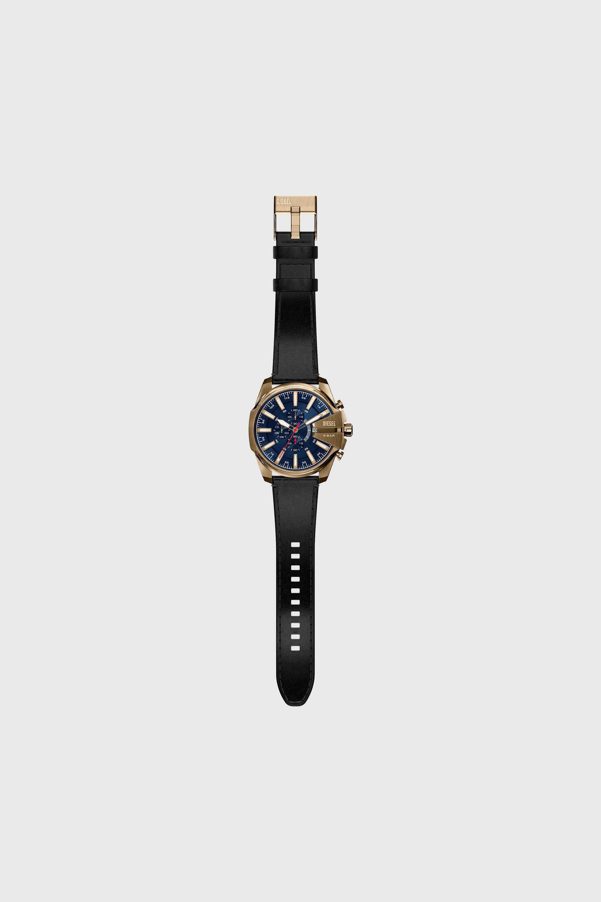 Diesel - DZ4732 WATCH, Montre Mega Chief Slim avec bracelet en cuir noir finition or vieilli Homme in Noir - 2