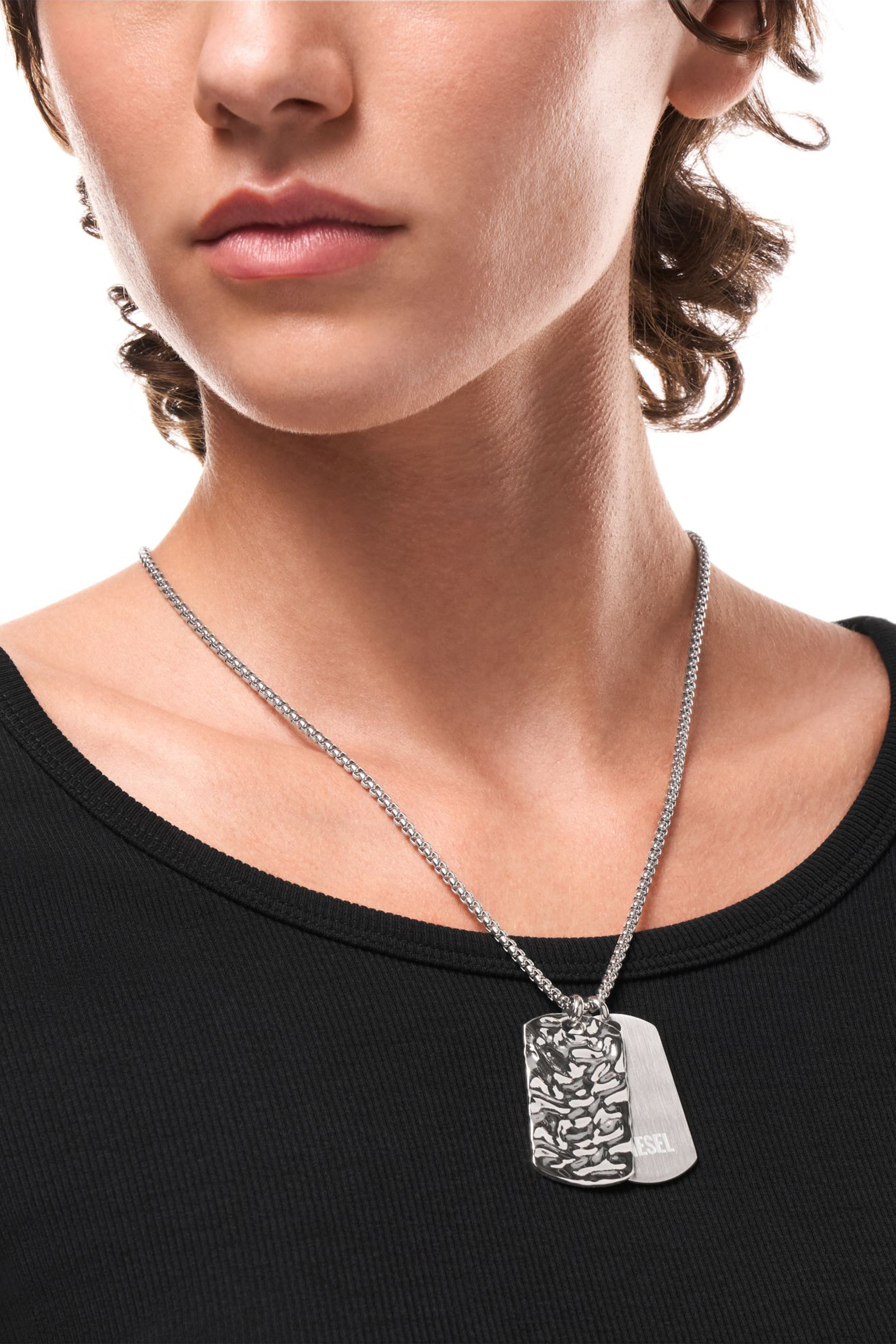 Diesel - DX1735040, Collier plaque militaire (dog tag) en acier inoxydable Mixte in Gris argent&eacute; - 3