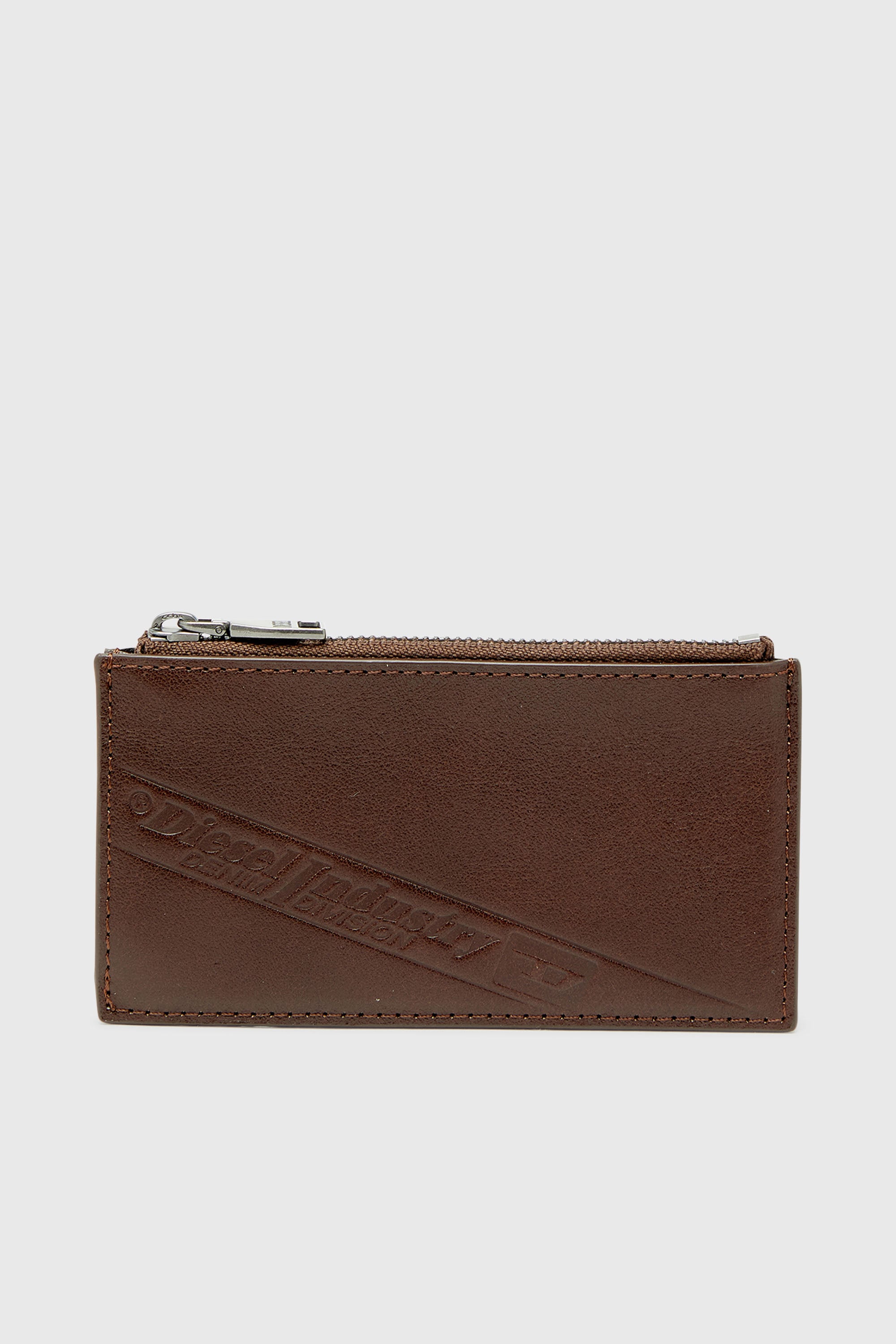 Diesel - FLAG-D CARD HOLDER III, Man's Leather card holder with zip closure in Brown - 1