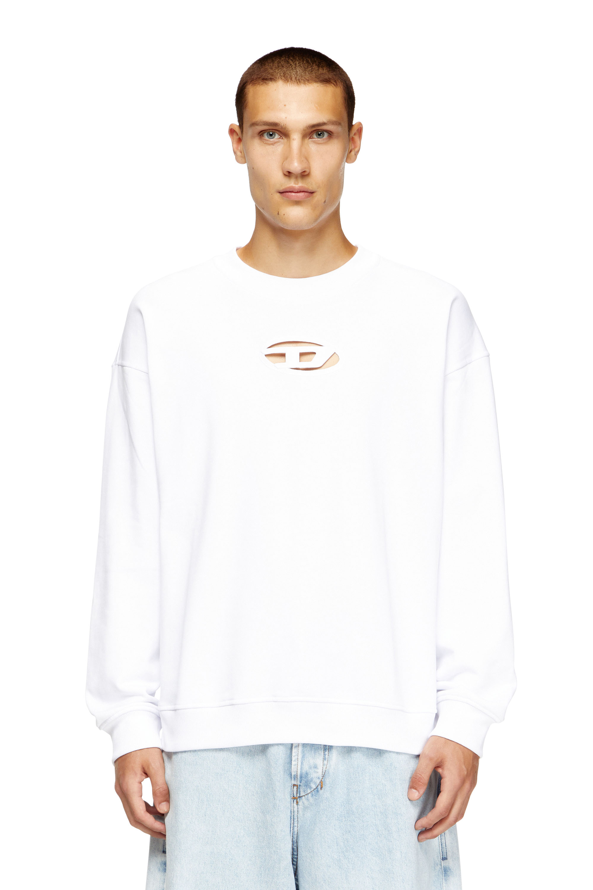 Diesel - S-BOXT-OD, Sweat-shirt avec cut-out Oval D Homme in Blanc - 3