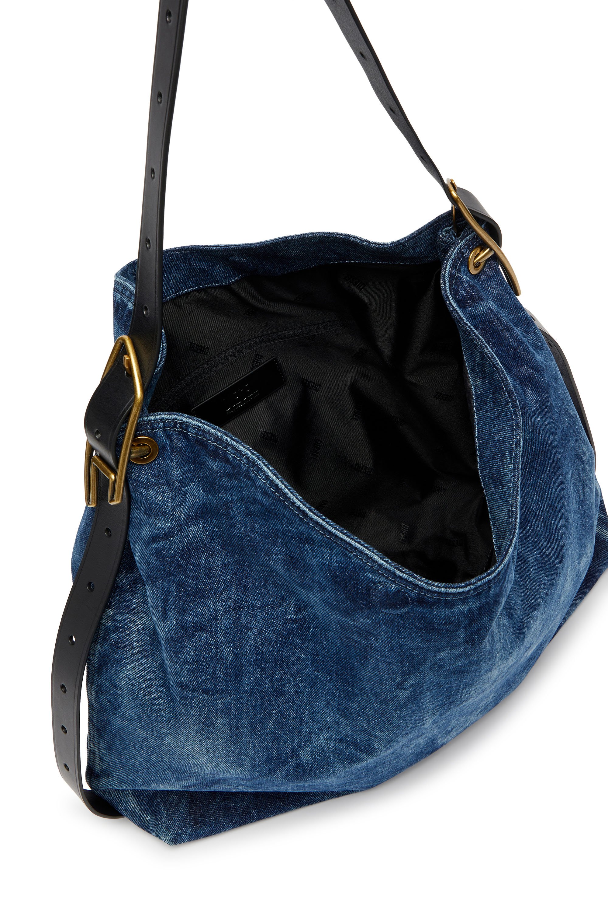 Diesel - D-LINE HOBO, D-Line-Sac hobo en denim Femme in Bleu - 4